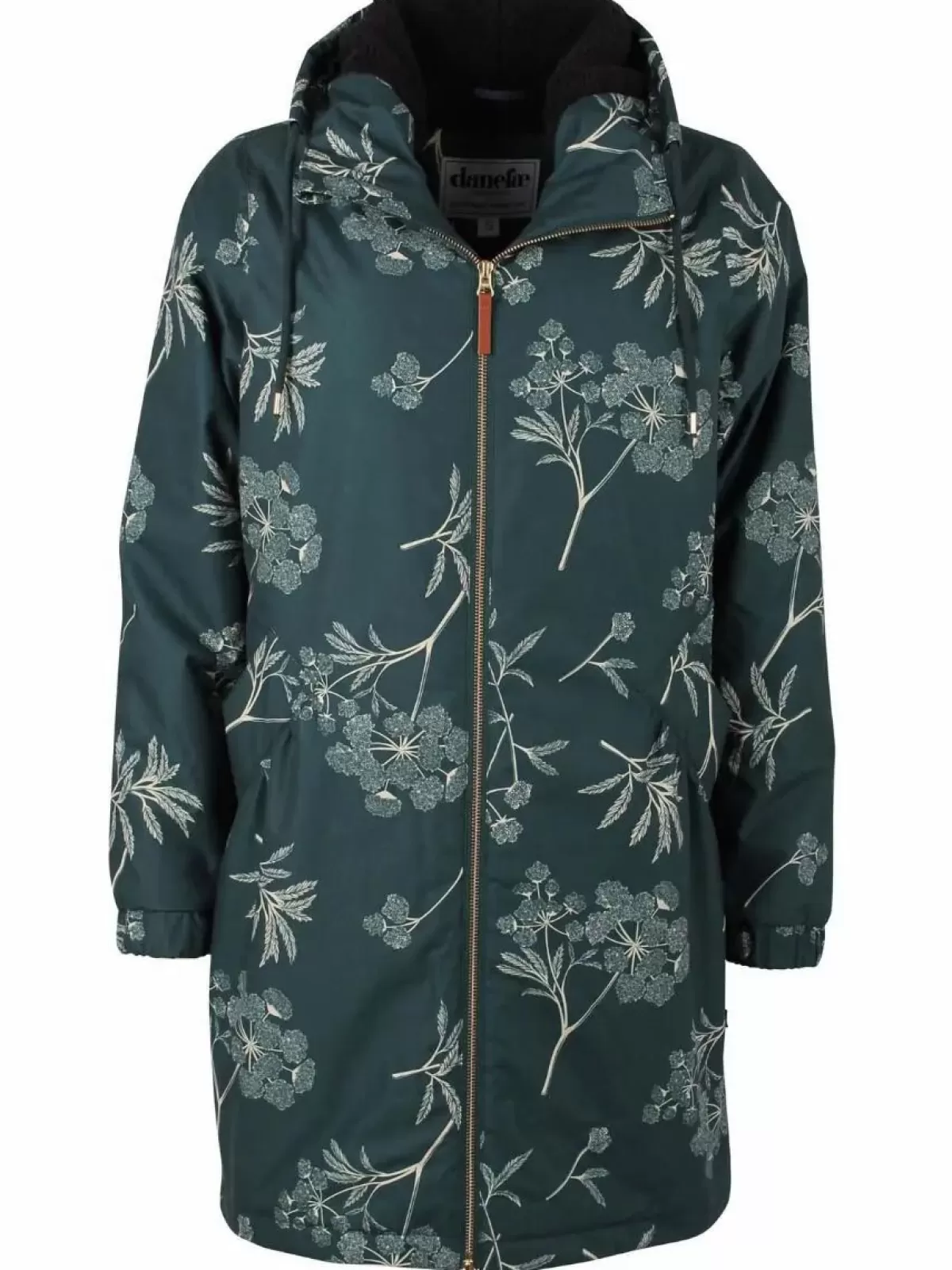 Dame Danefæ Gurli - Giacca Invernale Elegante con Cappuccio, Nero Verde e Beige Chiaro - Design Moderno per Freddo Intenso