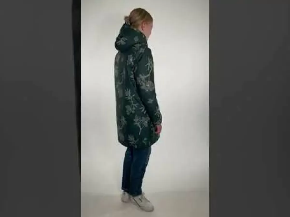 Dame Danefæ Gurli - Giacca Invernale Elegante con Cappuccio, Nero Verde e Beige Chiaro - Design Moderno per Freddo Intenso