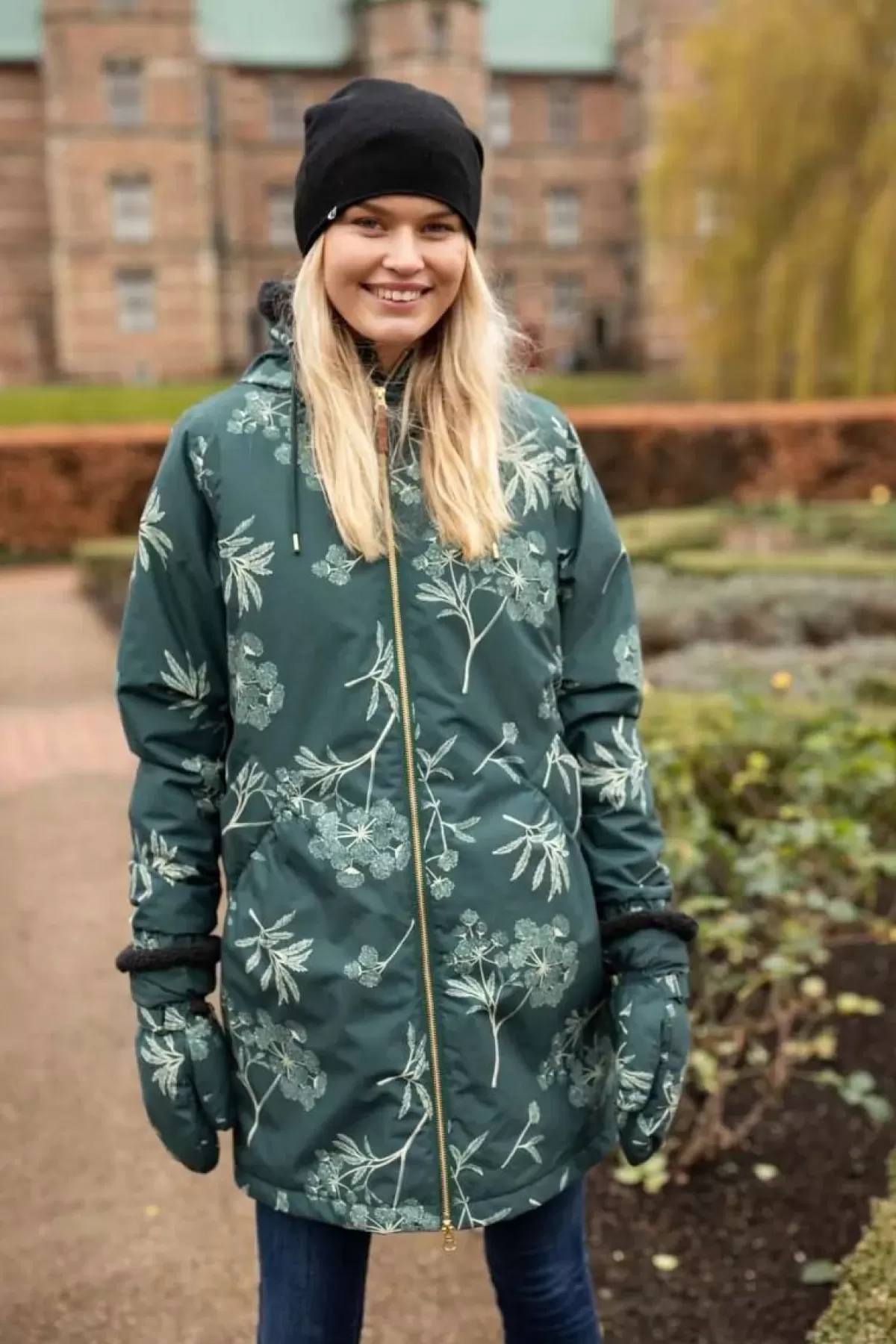 Dame Danefæ Gurli - Giacca Invernale Elegante con Cappuccio, Nero Verde e Beige Chiaro - Design Moderno per Freddo Intenso
