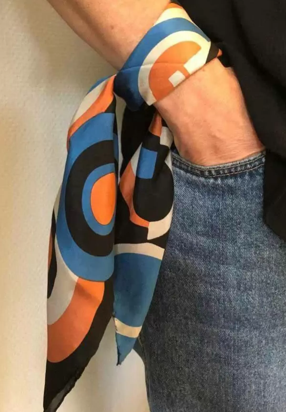 Dame Danefæ Foulard in Seta Mini Les Belles Vagabondes - Stile Anni '70 Nero Puro, Accessorio Elegante per Look Vagabondi