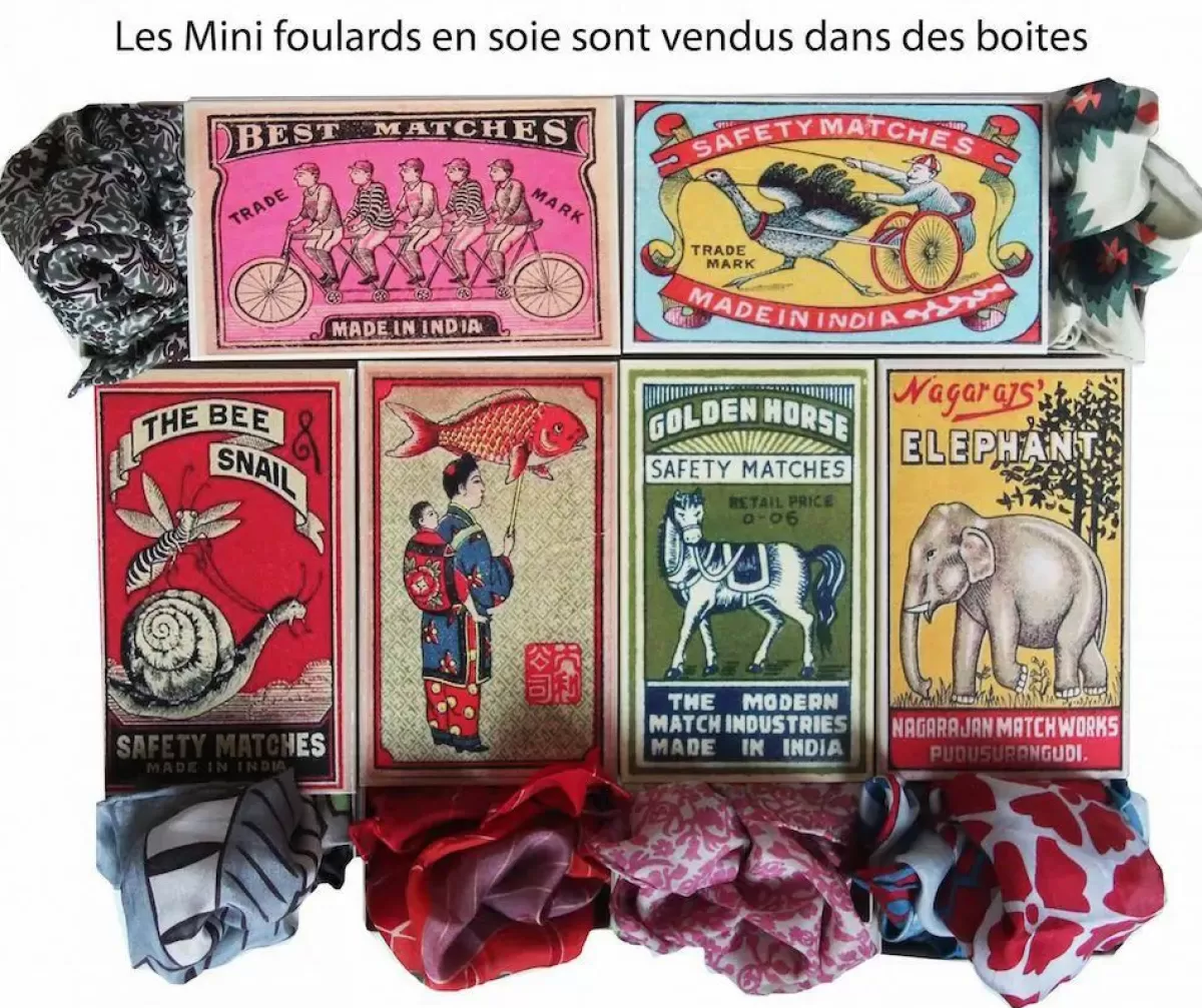 Dame Danefæ - Foulard Seta Mini con Stampa Biloba e Tocco Arancione, Belle Vagabonde