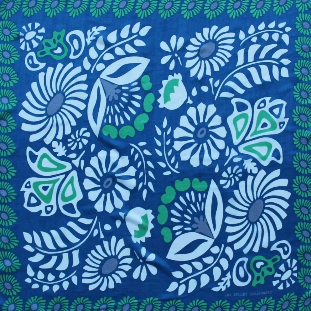 Les Belles Vagabondes Foulard Seta Mini Elegante - Blu Cosmico con Motivo Galattico, Accessorio Viaggio Stilizzato