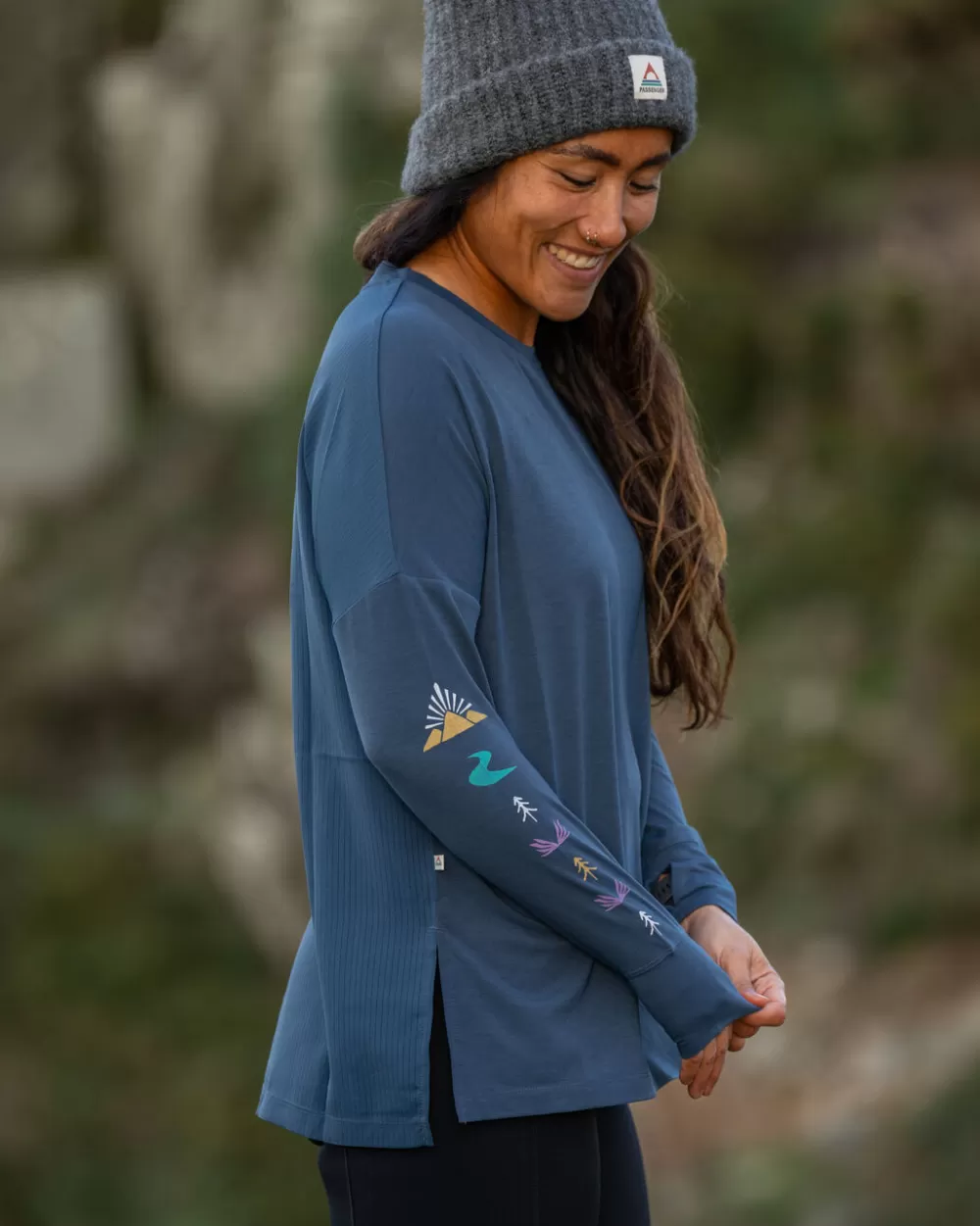 Maglia Sportiva Eco-Friendly con Design Lotus per Donna - Manica Lunga Confortevole