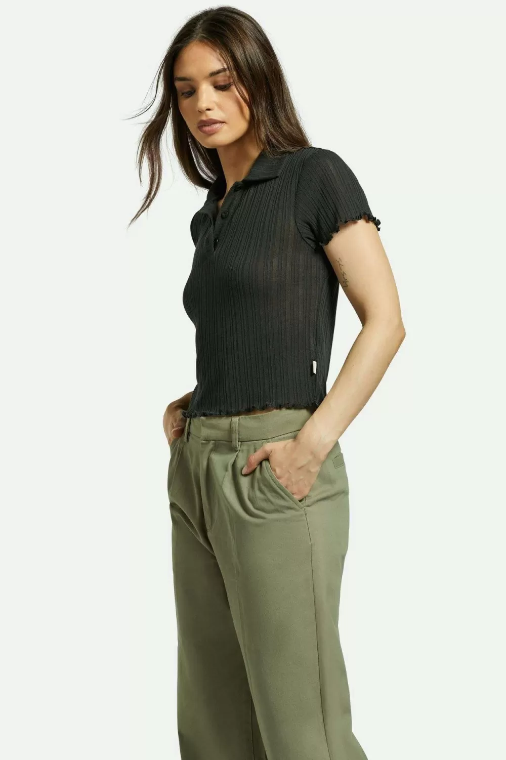 Maglietta Polo Donna con Righe a Coste Originali - Primavera/Estate Brixton