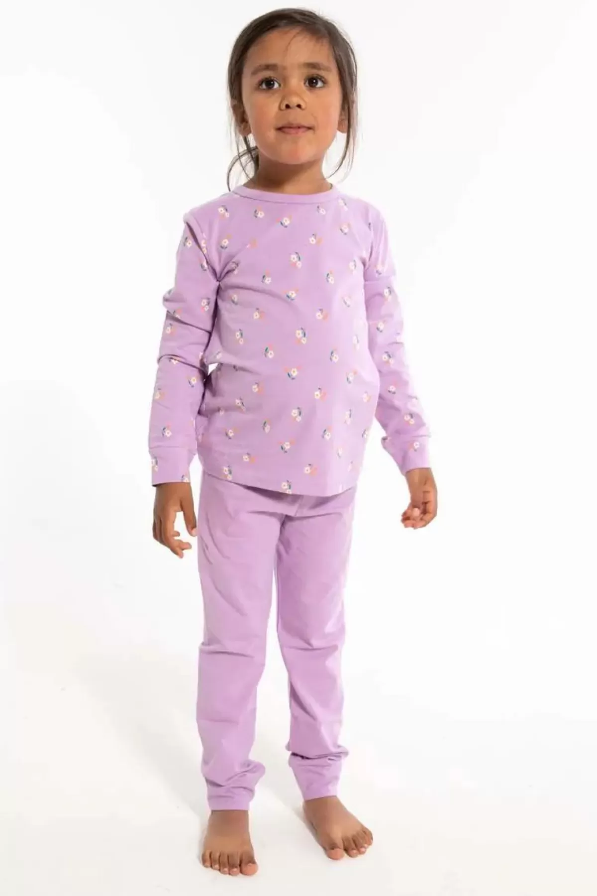 Set Notturno Danedvale per Bimbi - Confezione Morbida Viola con Fiorellini Biologici Danefà