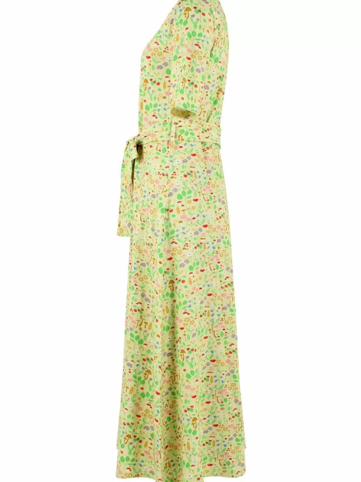 Vestito in Tessuto Jersey Ruvido Daneflora - Modello Floreale in Giallo Crema by Dame Danefæ Biologico