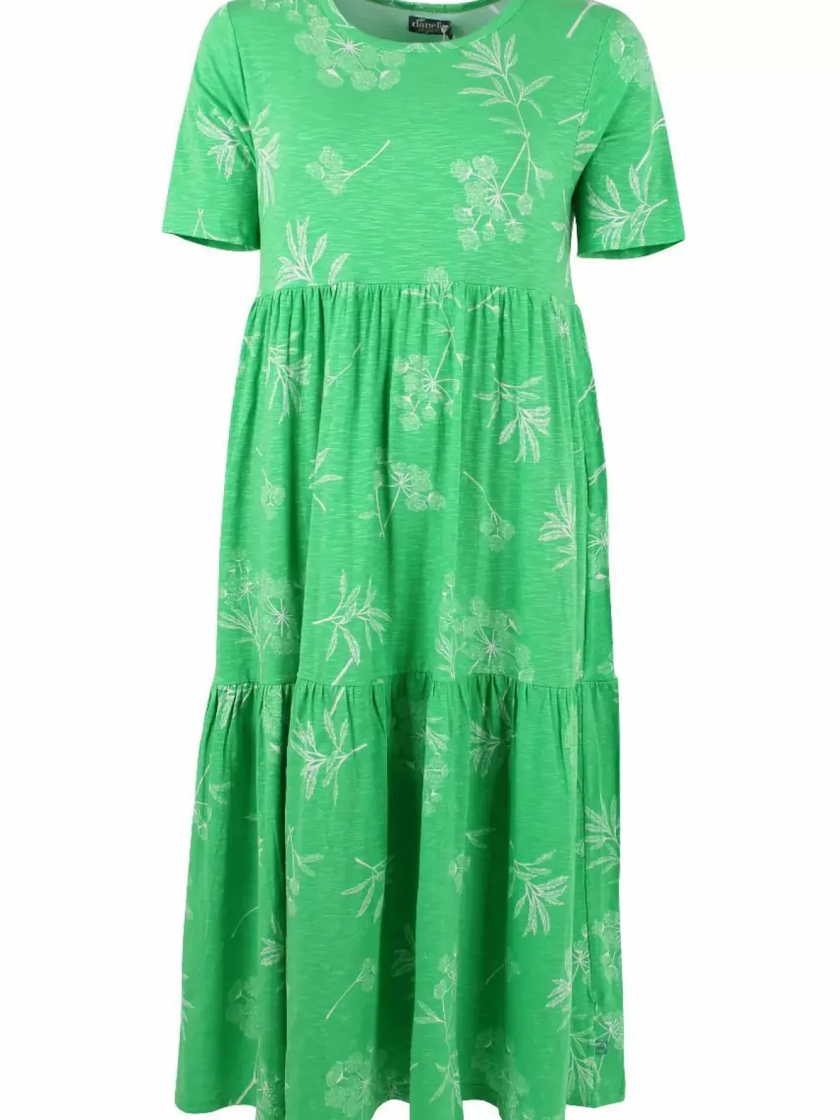 Abito casual in jersey slub biologico - Vestito primaverile verde bosco con finiture ispirate allo stile danese e dettagli bohemien