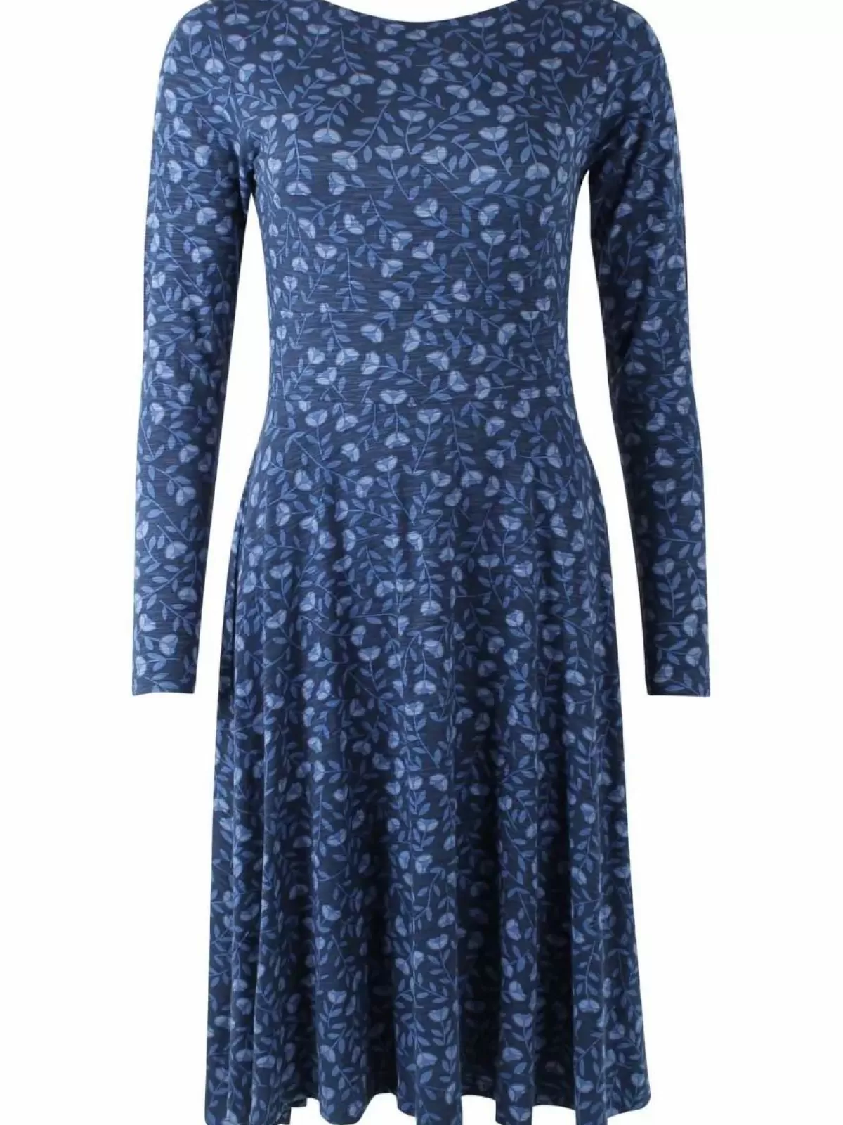 Dame Danefæ - Abito Elegante in Viscosa Organica, Modello Danesigrid Blu Marino Ghiacciato con Stampa Floreale