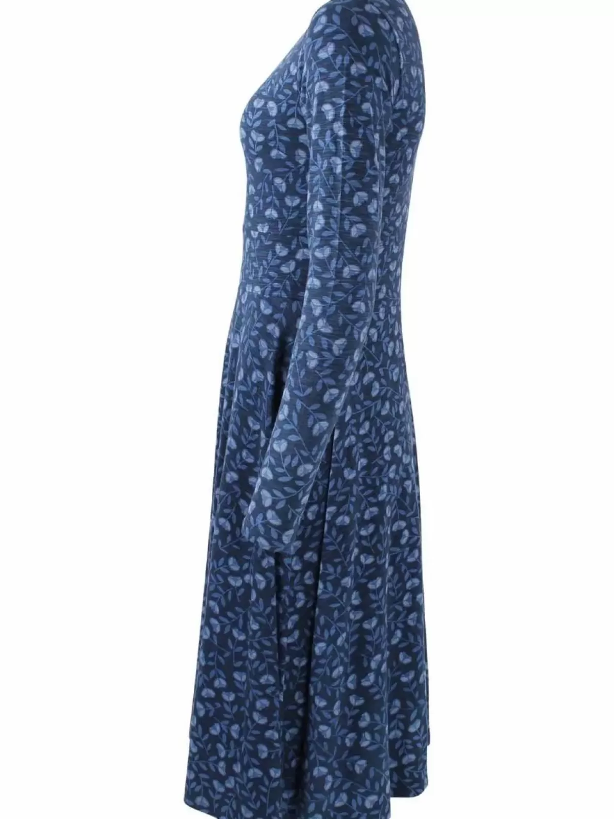 Dame Danefæ - Abito Elegante in Viscosa Organica, Modello Danesigrid Blu Marino Ghiacciato con Stampa Floreale