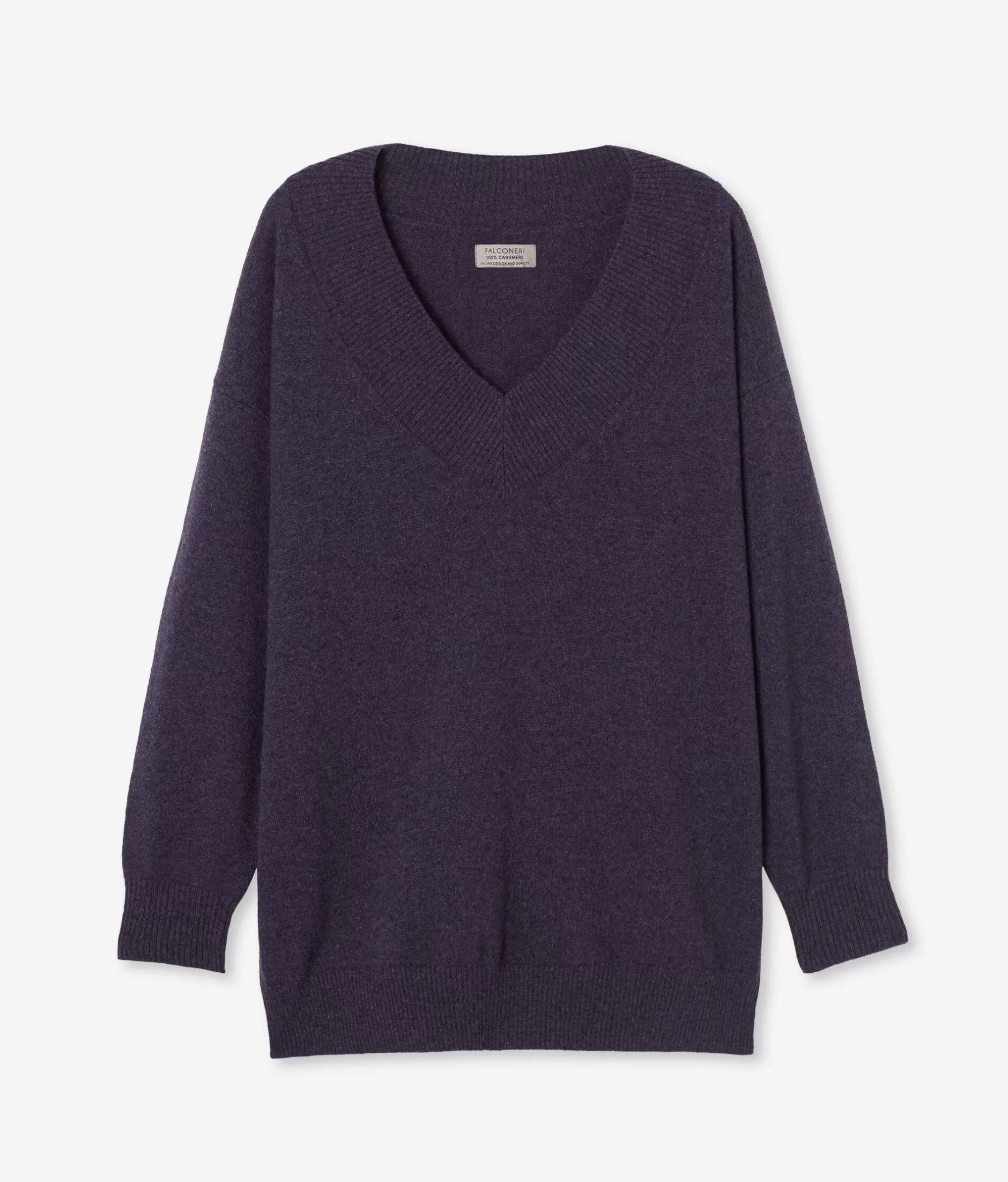 Maglione Oversize Scollo a V in Cashmere Ultra Morbido - Tonalità Viola Chiaro con Confezione Elegante