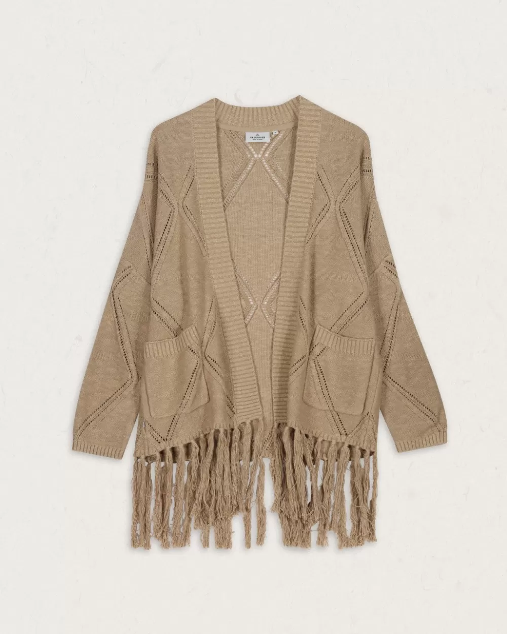 Cardigan femminile in cotone biologico con motivo palma - Linea Passenger