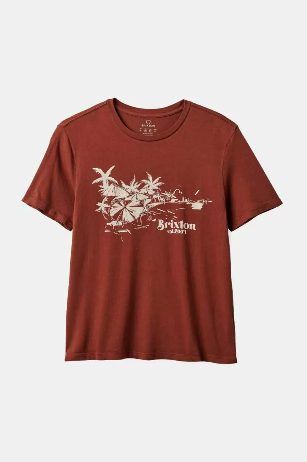 Maglietta Donna Vintage Brixton Riviera con Scollo a Girocollo - Top Casual in Cotone Lavato per Stile Riviera Chic. Abbinamento Ideale con Pantaloni o Gonna, Disponibile in 7 Tinte Naturali.