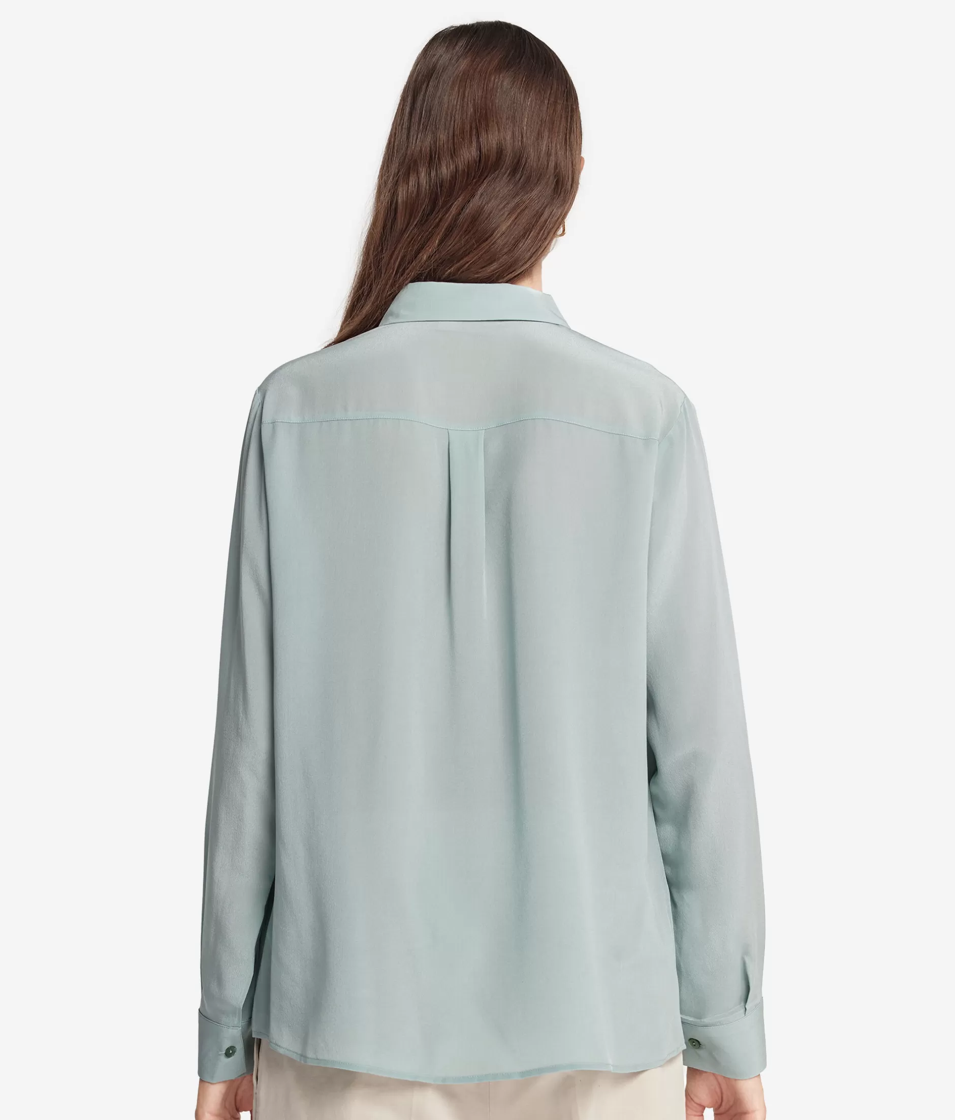 Camicia Falconeri in Seta con Collo Bordato - Verde Timo Scontata | Modello 8090