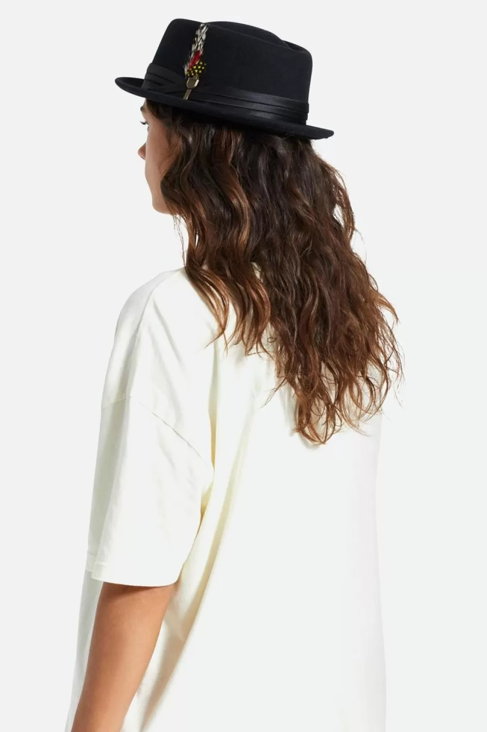 Cappello Pork Pie Brixton Stout con Ampie Tese - Fedore Stilizzati per Donna, Copricapo Eleganti con Bordo Completo