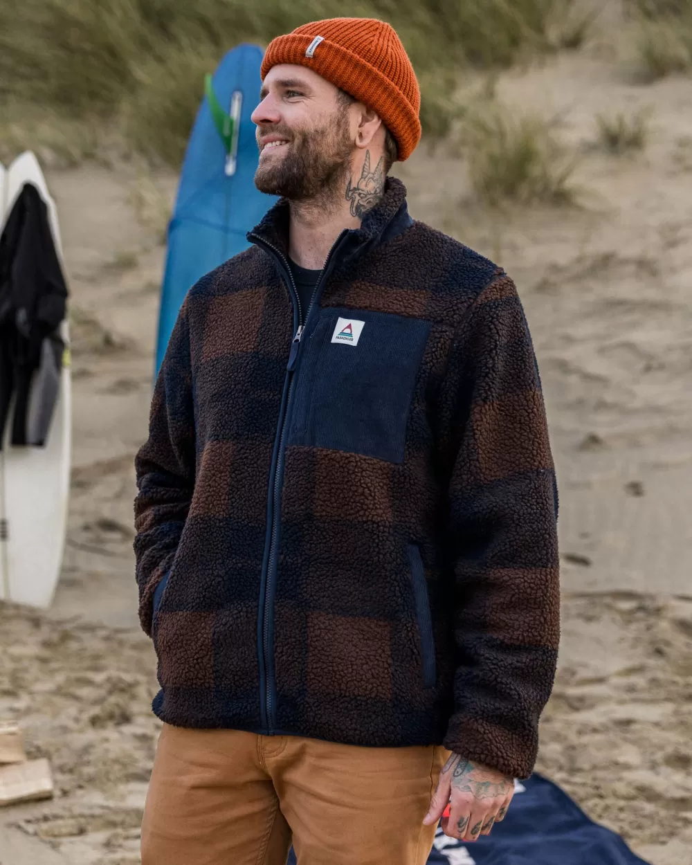 Floris van Bommel Giacca Escursionista in Pile Sherpa Rigenerato - Rivestimento Morbido a Doppio Strato per Massimo Calore