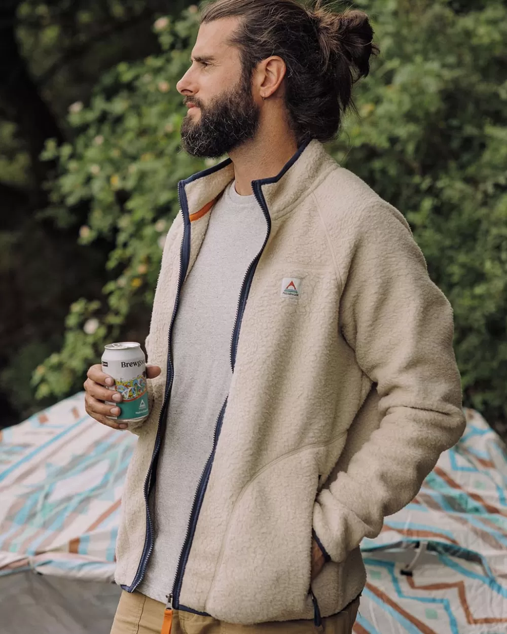 Passenger Tripper - Giacca in Pile Sherpa Riciclato con Cerniera Integrale, Design Casual e Avvolgente