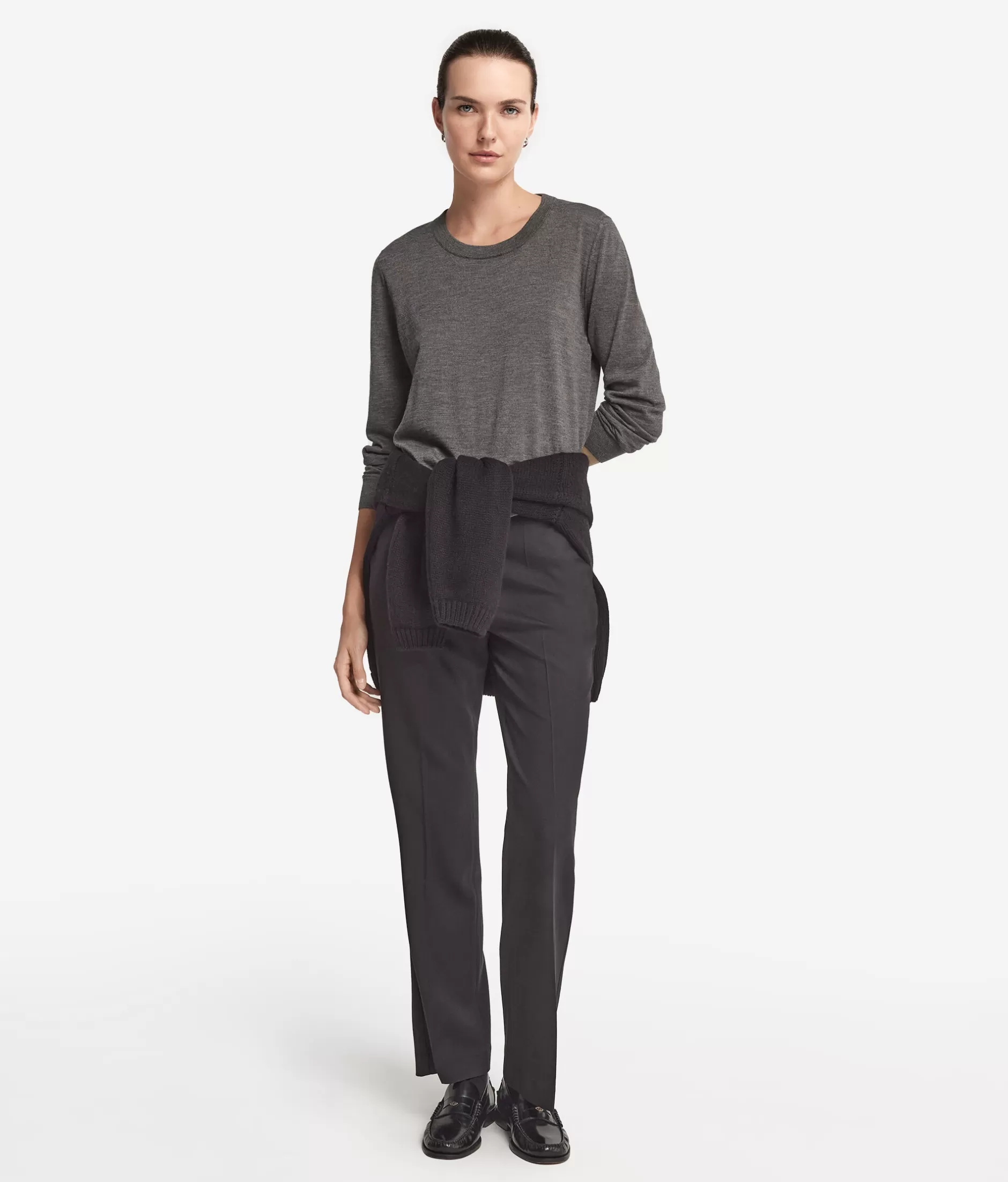Falconeri Maglione in Cashmere Superfine con Scollo Tondo - Grigio Antracite Mélange, Mod. 9108 (Offerta Limitata)