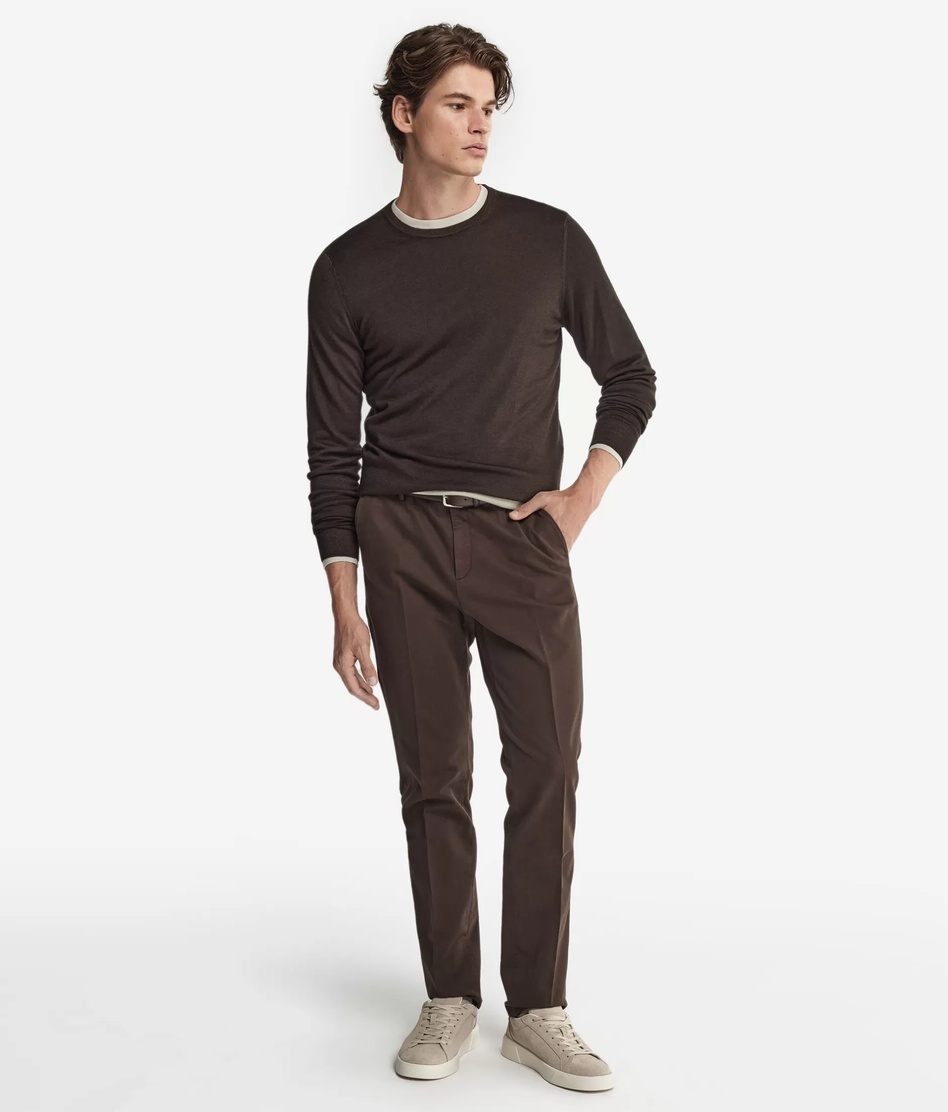 Falconeri Maglione in Cashmere Superfino Tinto a Capo - Colore Cioccolato Fondente, Morbido e Leggero - Offerta Limitata