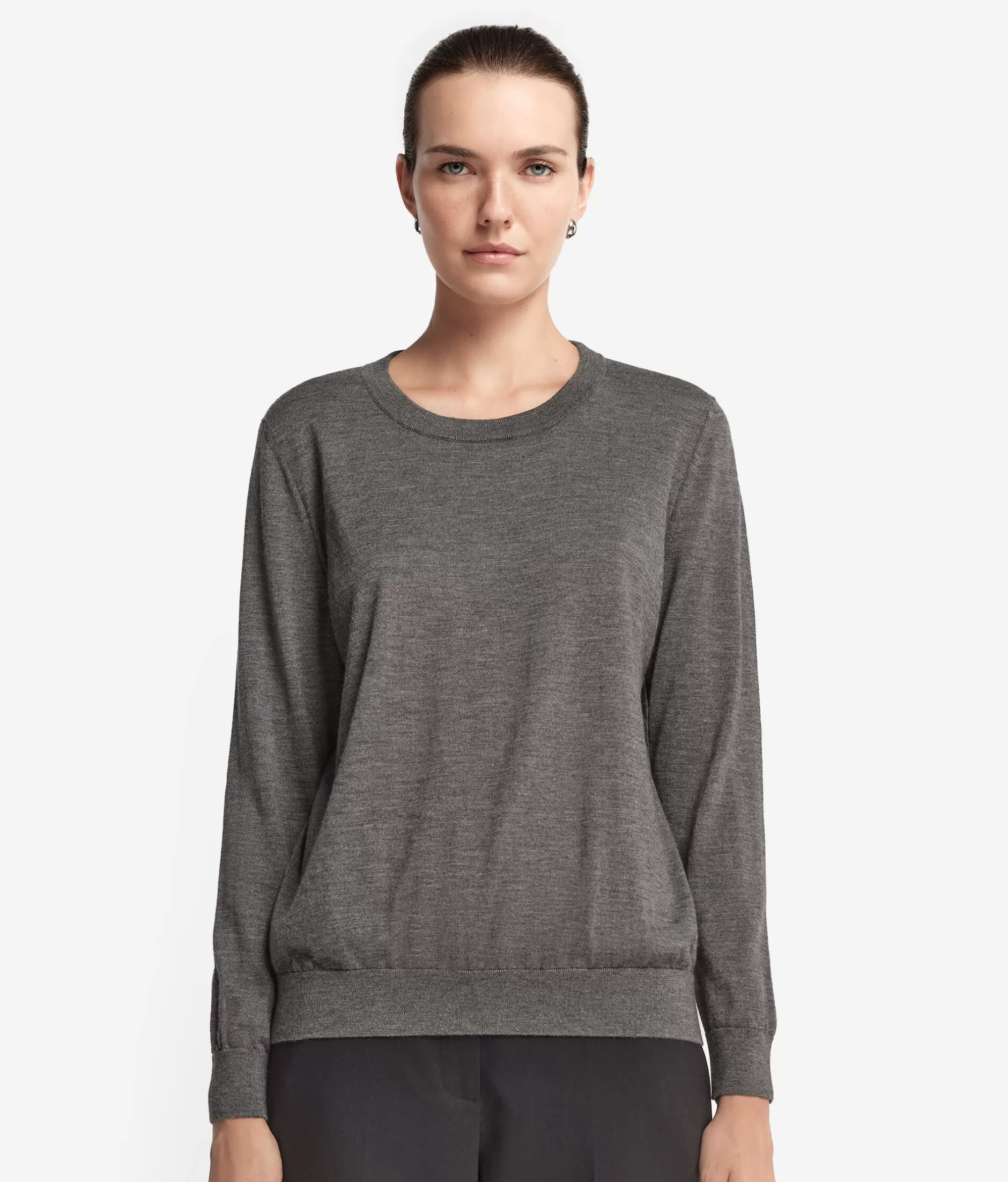 Falconeri Maglione in Cashmere Superfine con Scollo Tondo - Grigio Antracite Mélange, Mod. 9108 (Offerta Limitata)