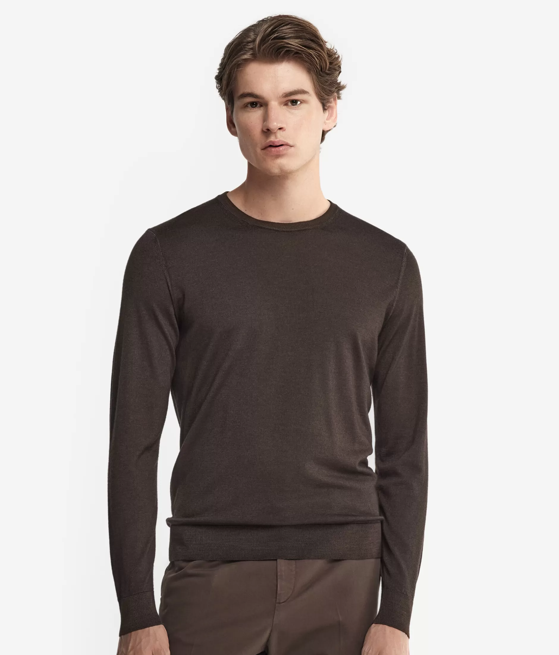 Falconeri Maglione in Cashmere Superfino Tinto a Capo - Colore Cioccolato Fondente, Morbido e Leggero - Offerta Limitata