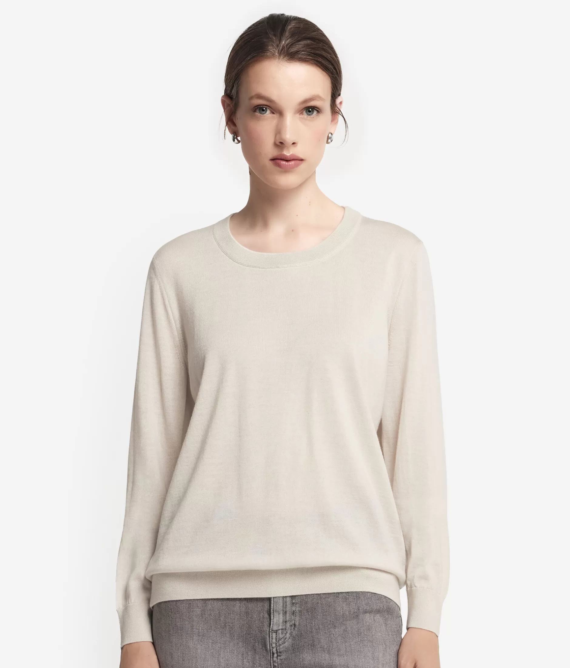 Maglione Falconeri in Cashmere Superfine Girocollo - Tonalità Avorio e Alabastro Chiaro, Confortevole e Lusso Accessibile