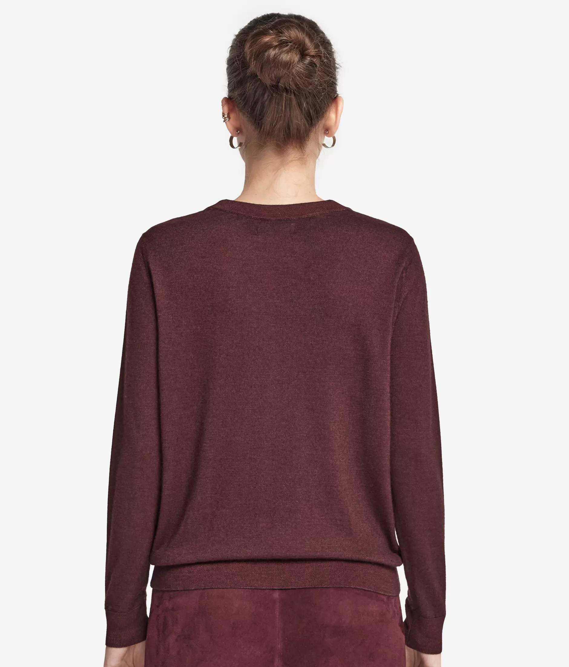 Falconeri Maglione in Cashmere Superfino Tinto a Mano - Borgogna Intenso con Rifiniture Ébano, Confezione Morbida Cod. 9073 a Prezzo Conveniente