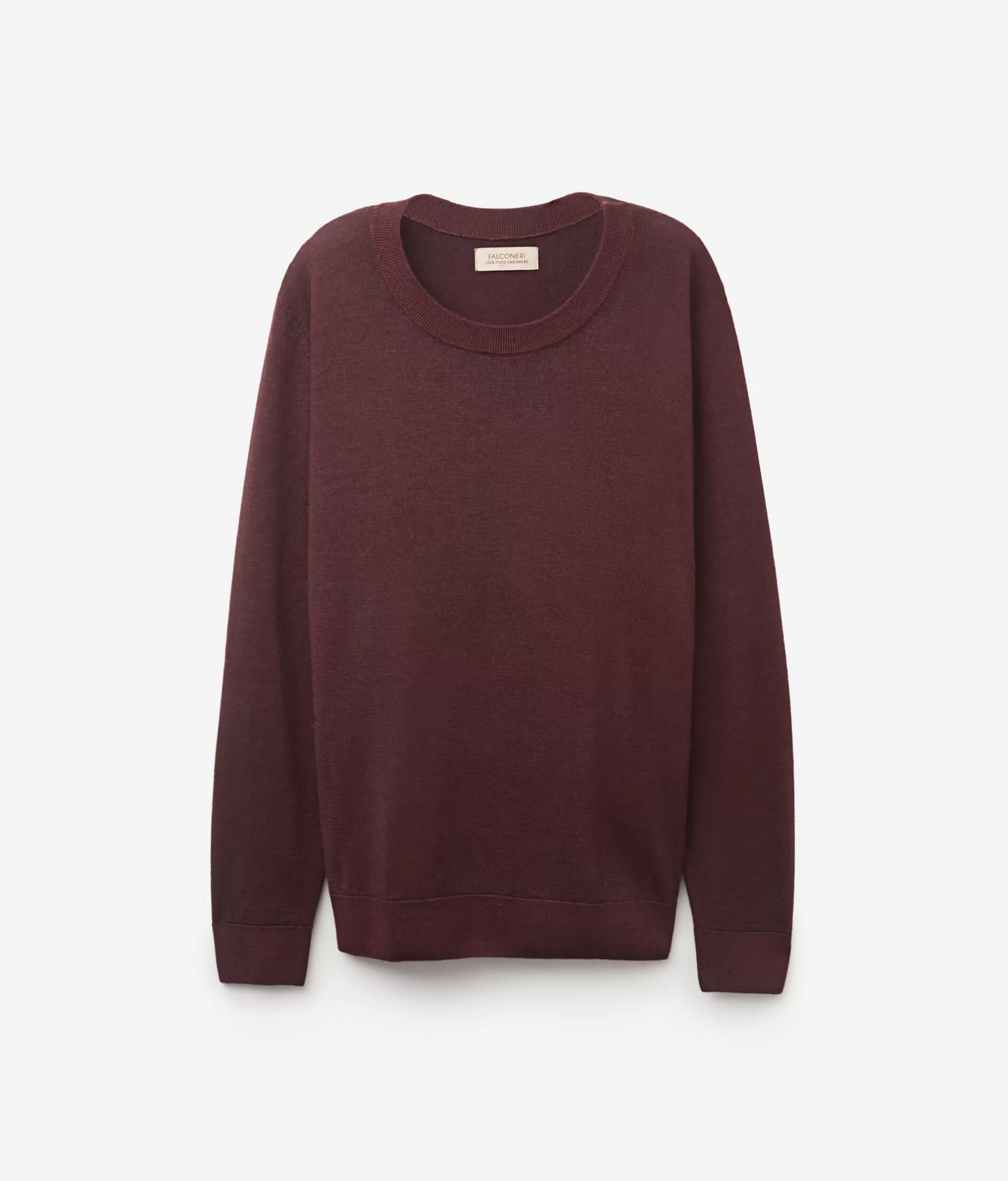 Falconeri Maglione in Cashmere Superfino Tinto a Mano - Borgogna Intenso con Rifiniture Ébano, Confezione Morbida Cod. 9073 a Prezzo Conveniente