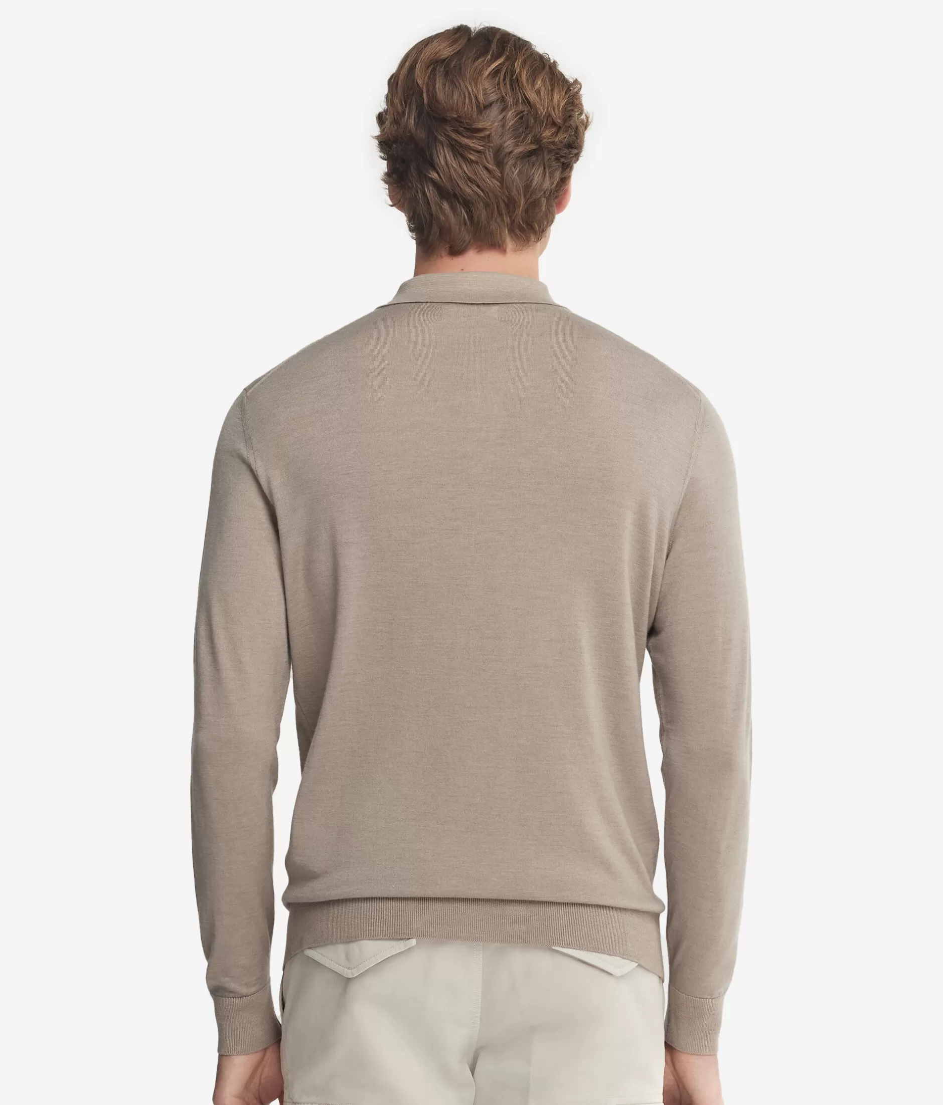 Maglioncino Polo in Cashmere Ultrafine Falconeri Clearance - Tinto a macchina nella nuance sabbia naturale con rifiniture artigianali
