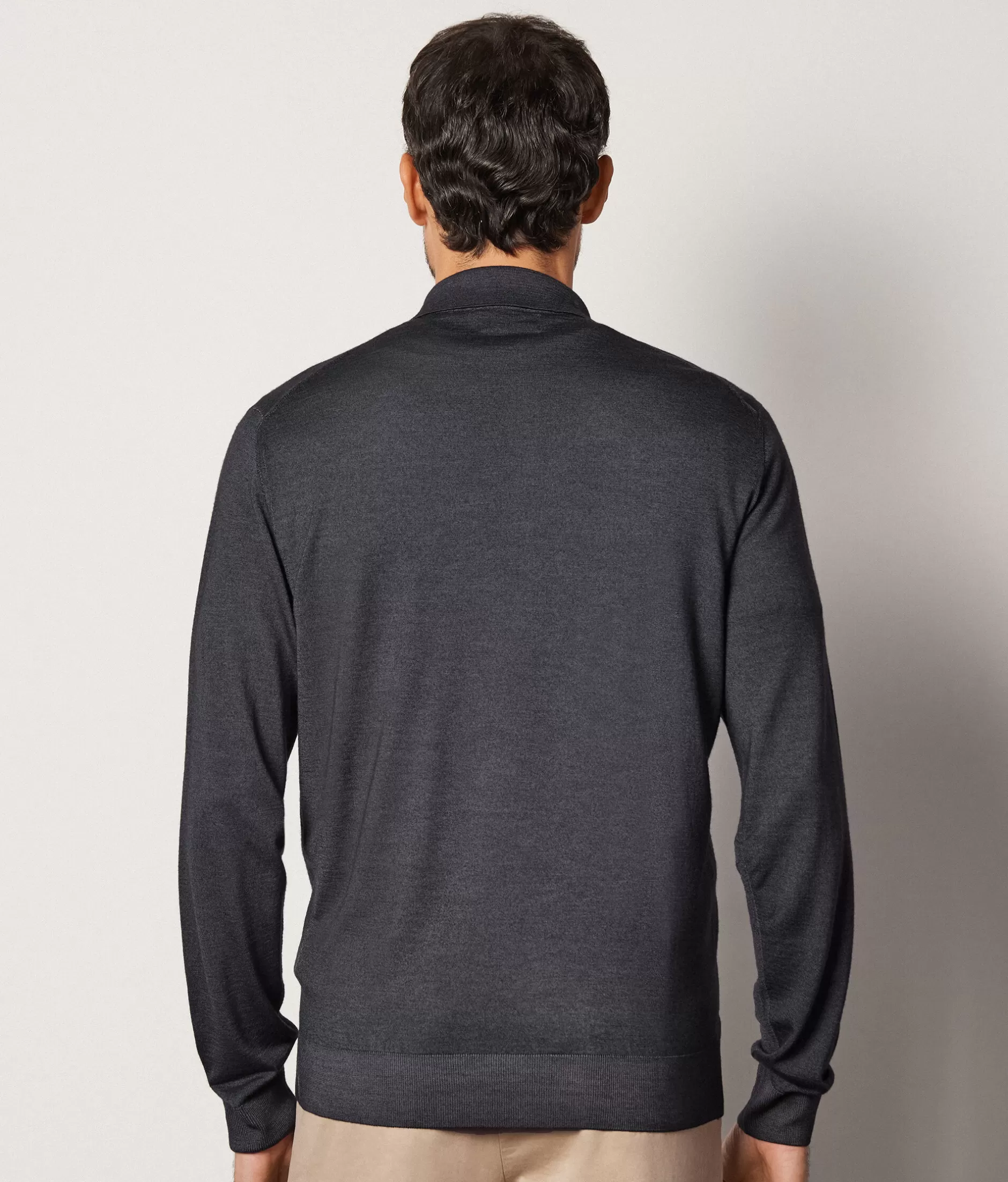 Maglia Polo in Cashmere Superfine Falconeri - Tinto a Macchina in Grafite, Grigio Antracite Elegante