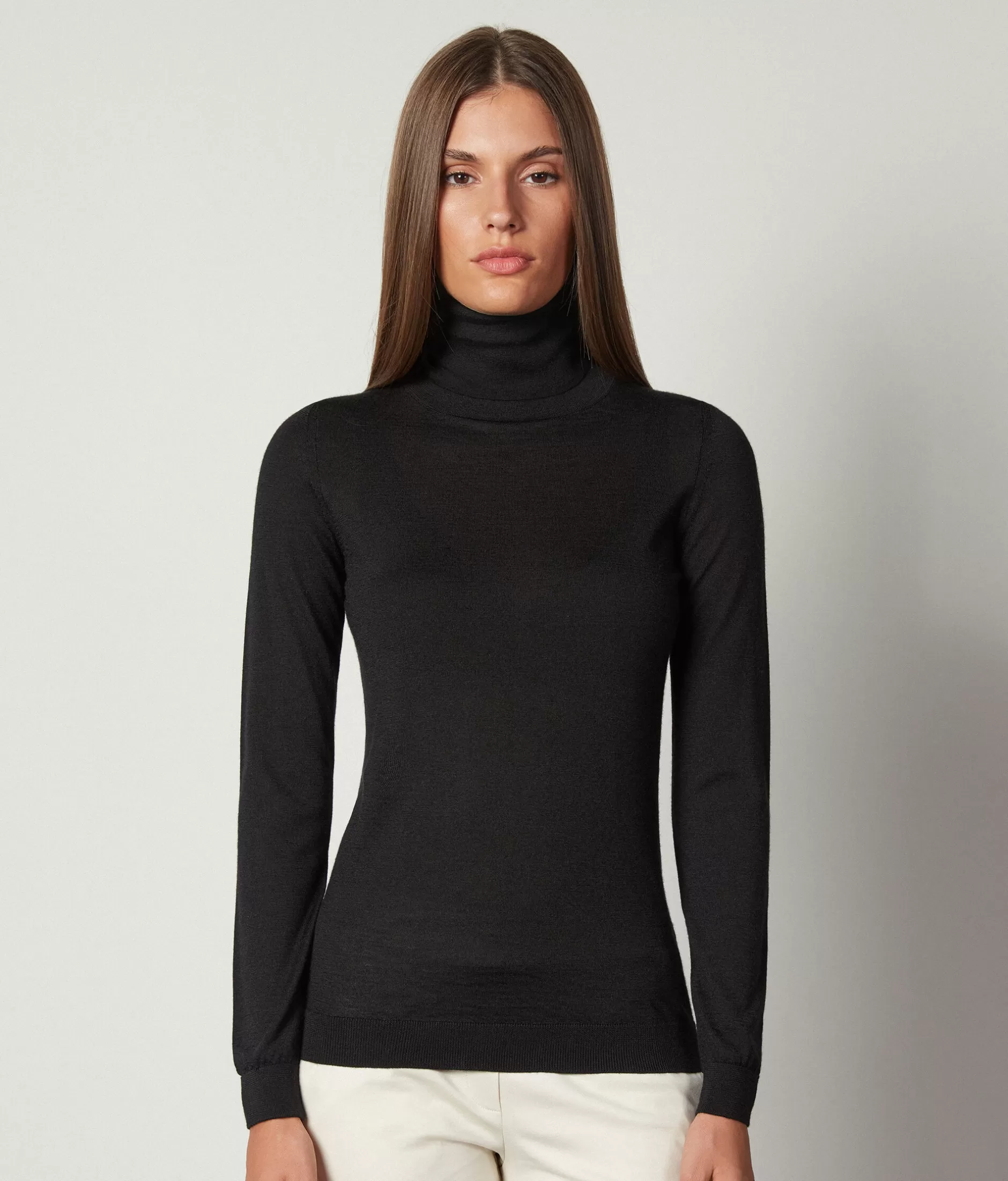Falconeri Maglione Dolcevita in Cashmere Ultrafine - Nero Elegante (Mod. 9107) Lavorato a Maglia Fitta per Comfort Invernale