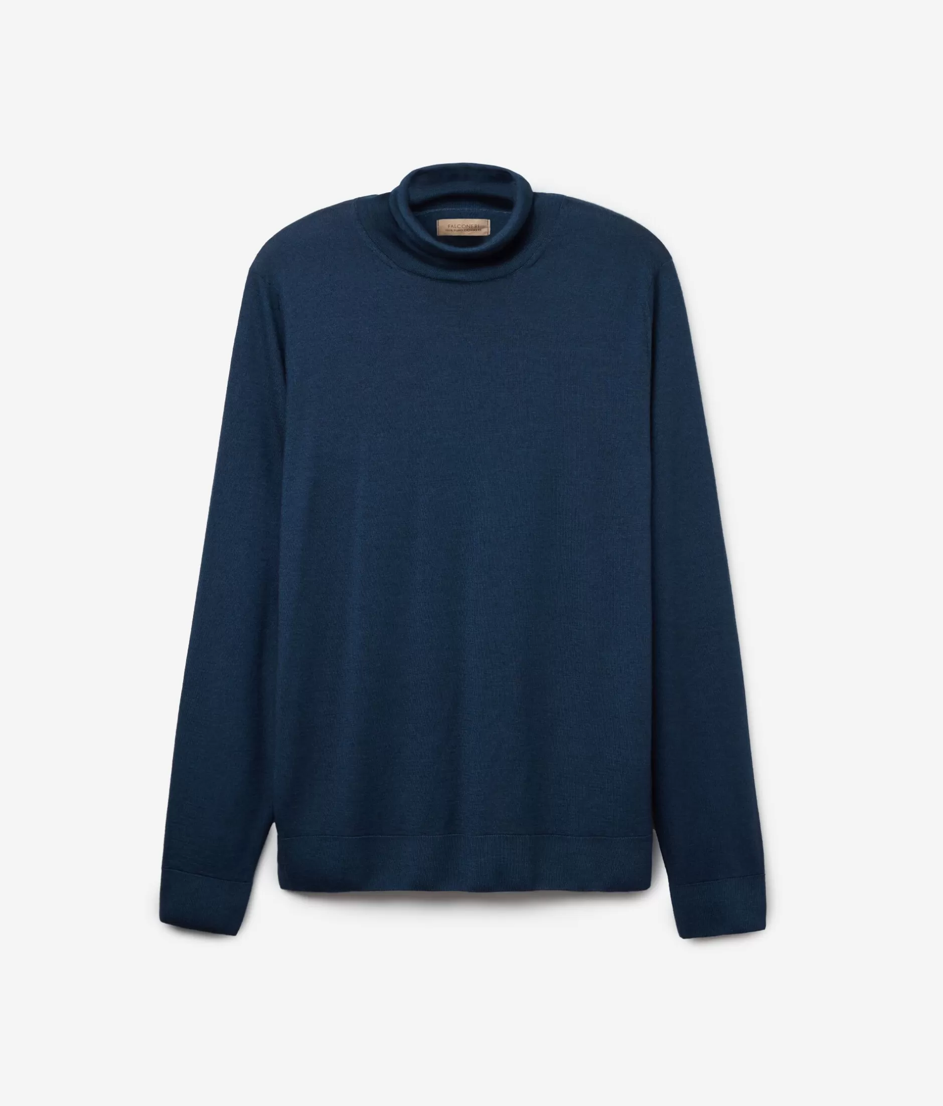 Falconeri Maglione Dolcevita Cashmere Ultrafine - Blu Crepuscolo Tinto a Mano, Morbido ed Elegante