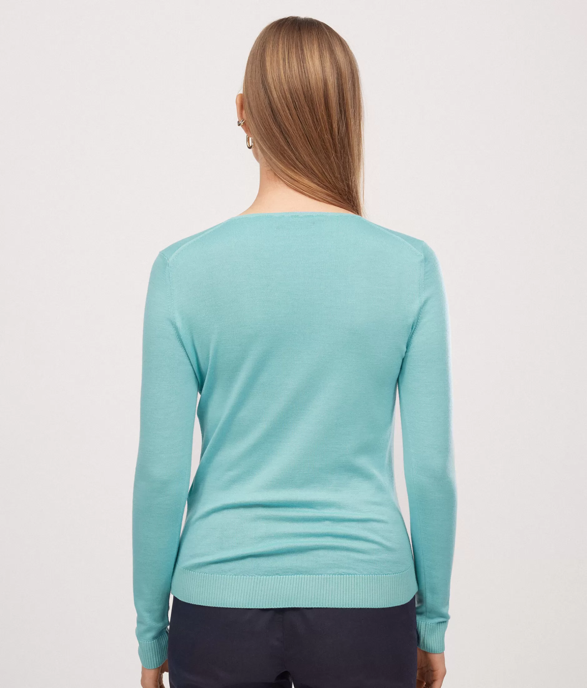 Offerta Lampo · Maglione V-Neck Falconeri in Cashmere Superfine · Blu Mare Lavato a Pigmenti · Modello 8980 · Tinto a Capo Finito