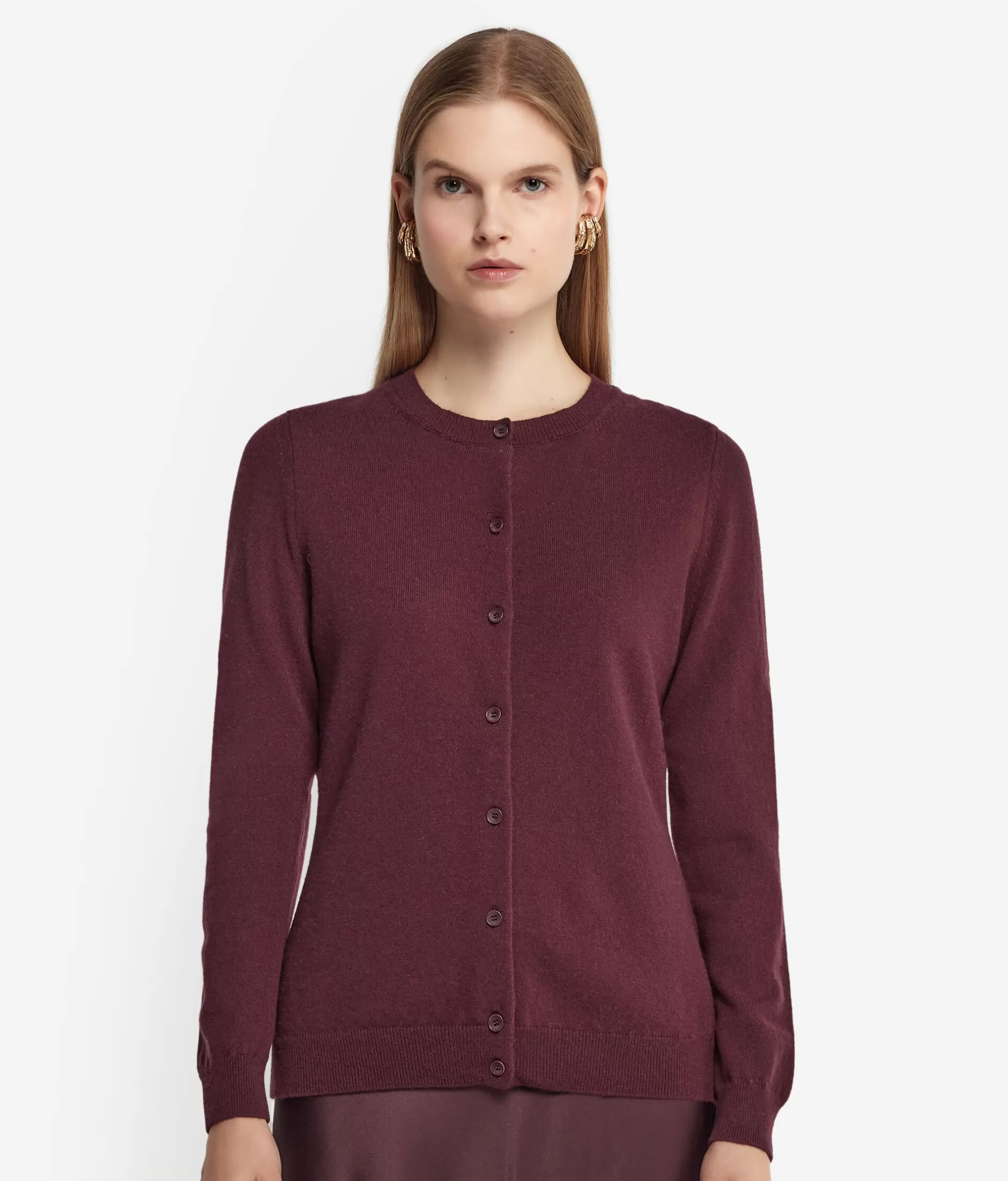 Falconeri Cardigan in Cashmere Super Morbido - Collo Tondo Borgogna Rubino, Modello 9100