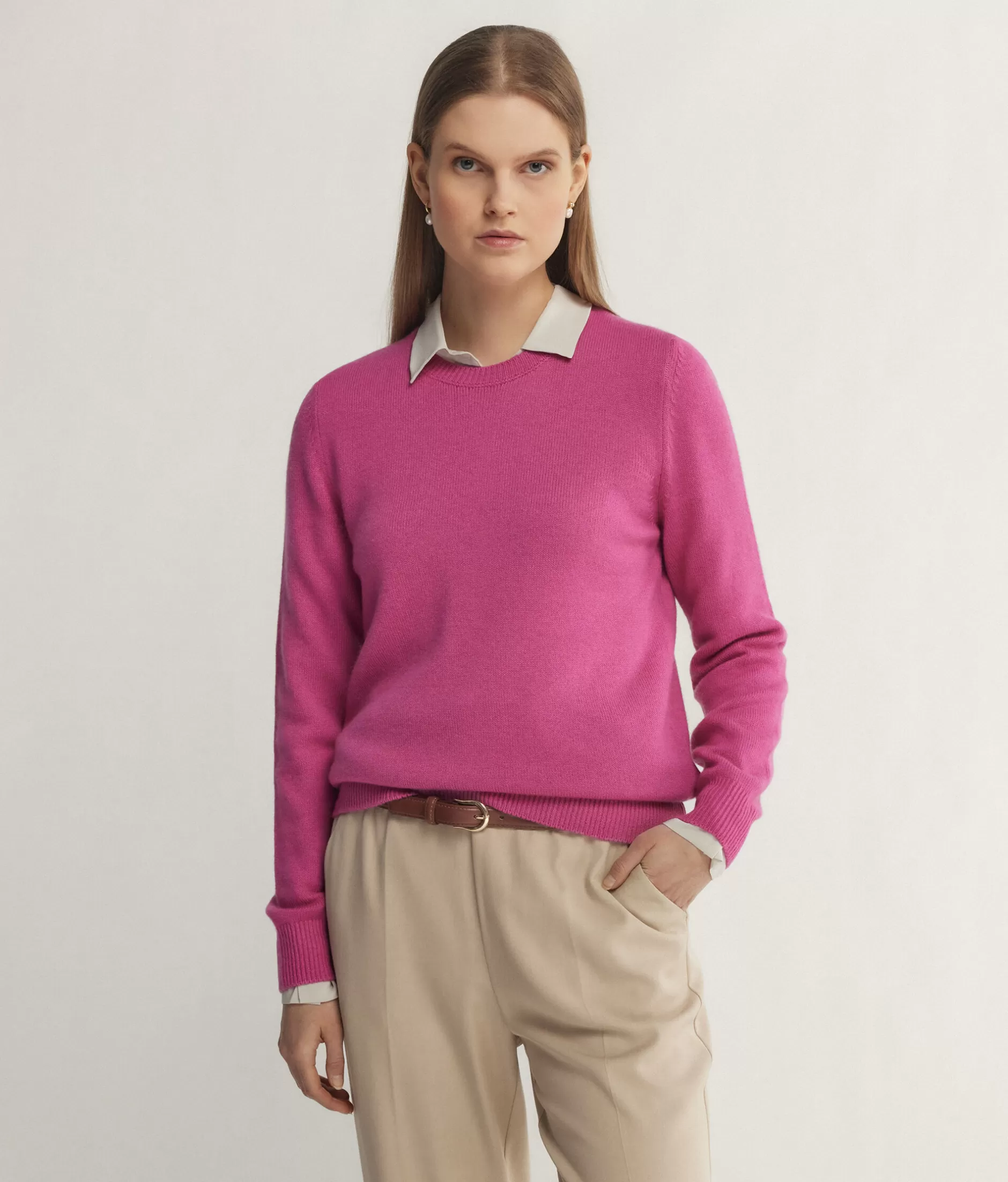 Falconeri Maglione a Girocollo in Cashmere Ipersoft - Tinto in Confezione Rosa Incantato | Offerta Lampo Esclusiva
