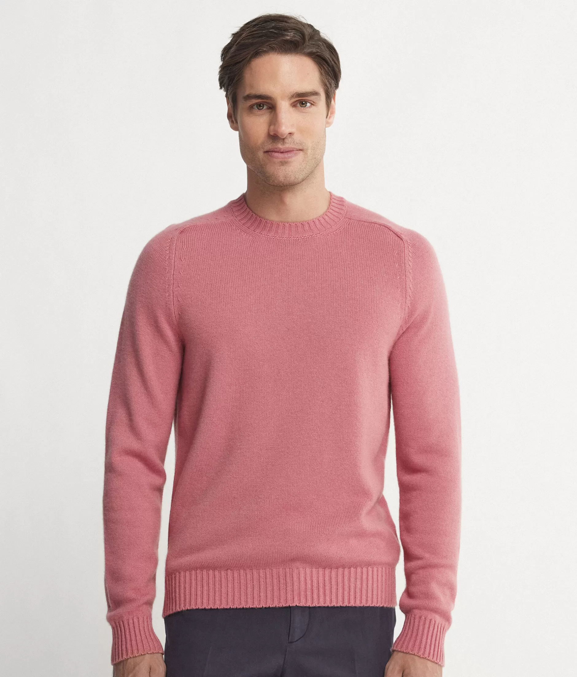 Falconeri Maglione Collo Tondo Cashmere Super Morbido - Rosa Chiaro Lavato Artigianalmente Cod. 8952, Tessuto Pregiato Autunno/Inverno Confezione Morbida