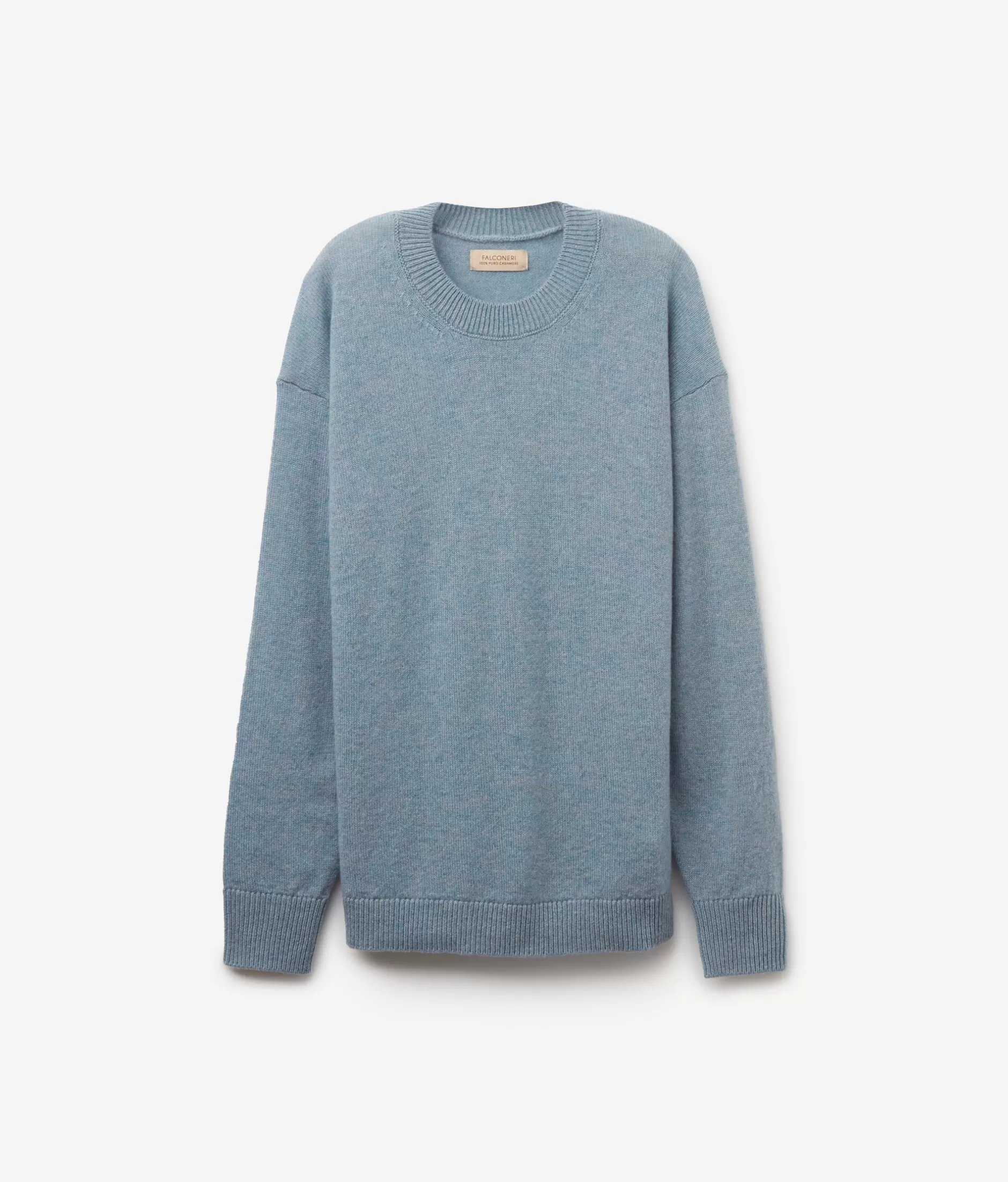 Falconeri Maglione in Cashmere Morbidamente Morbido, Azzurro Niagara 9078 - Lavorazione Artigianale Elegante con Scollo Tondo, Confezione Premium per Comfort Ineguagliabile
