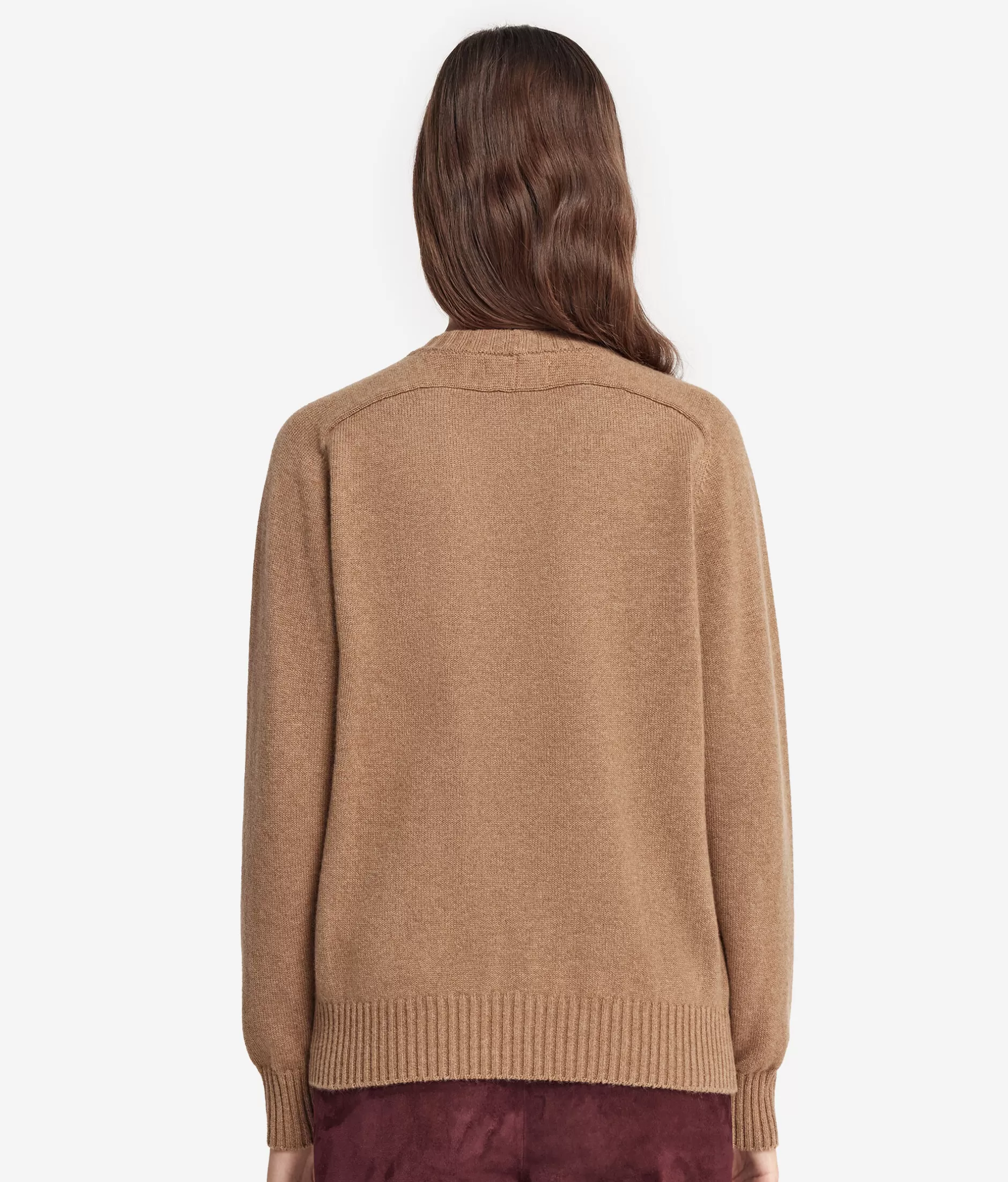Falconeri Maglione Collo Tondo in Puro Cashmere Ultra Morbido - Maniche Raglan e Taglio Classico, Colore Naturale Beige 

（：，，