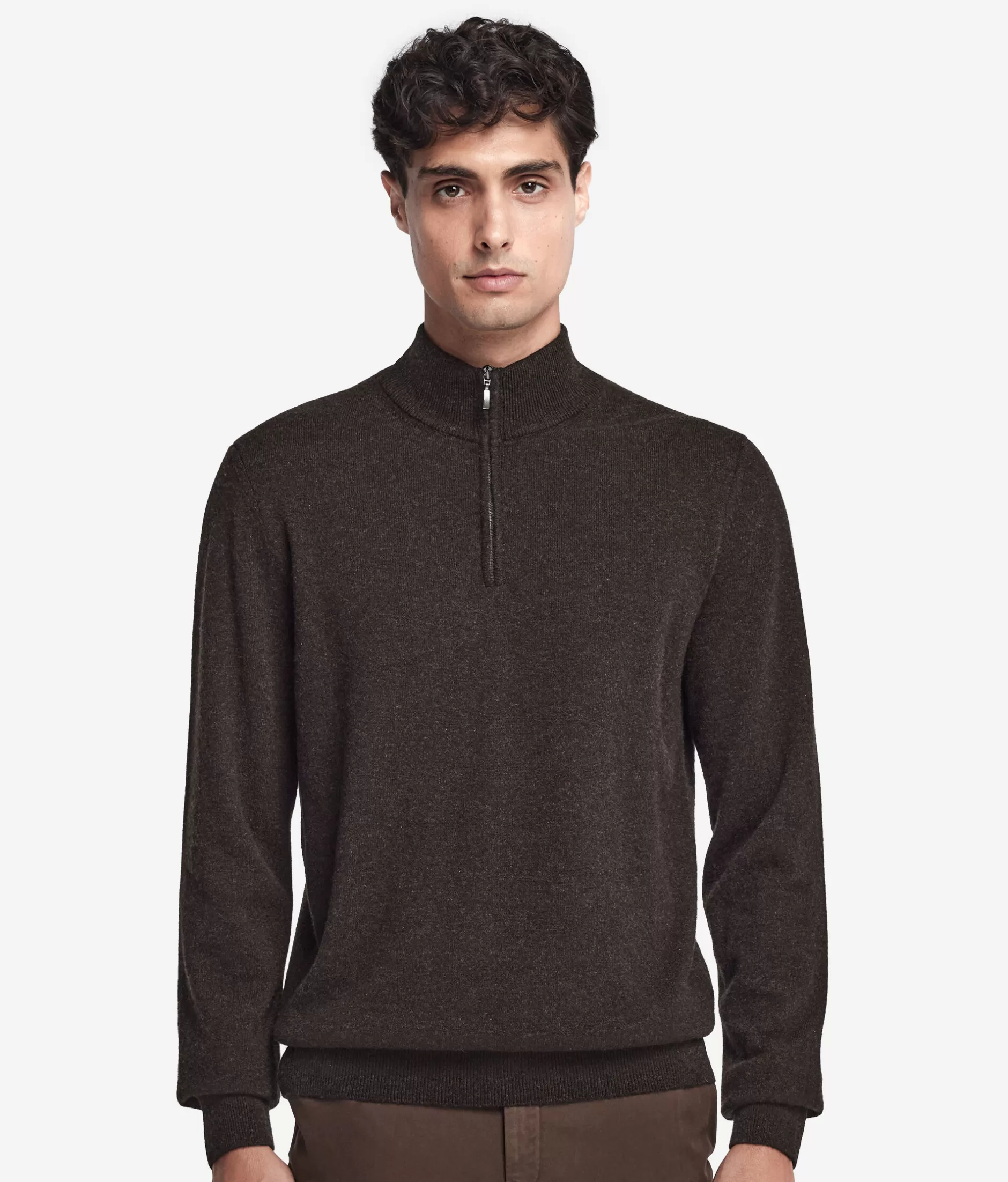 Offerta imperdibile: Maglione Falconeri Collo Alto con Mezza Cerniera in Cashmere Ultra Morbido - Tonalità Cioccolato Fondente (Mod. 9063)