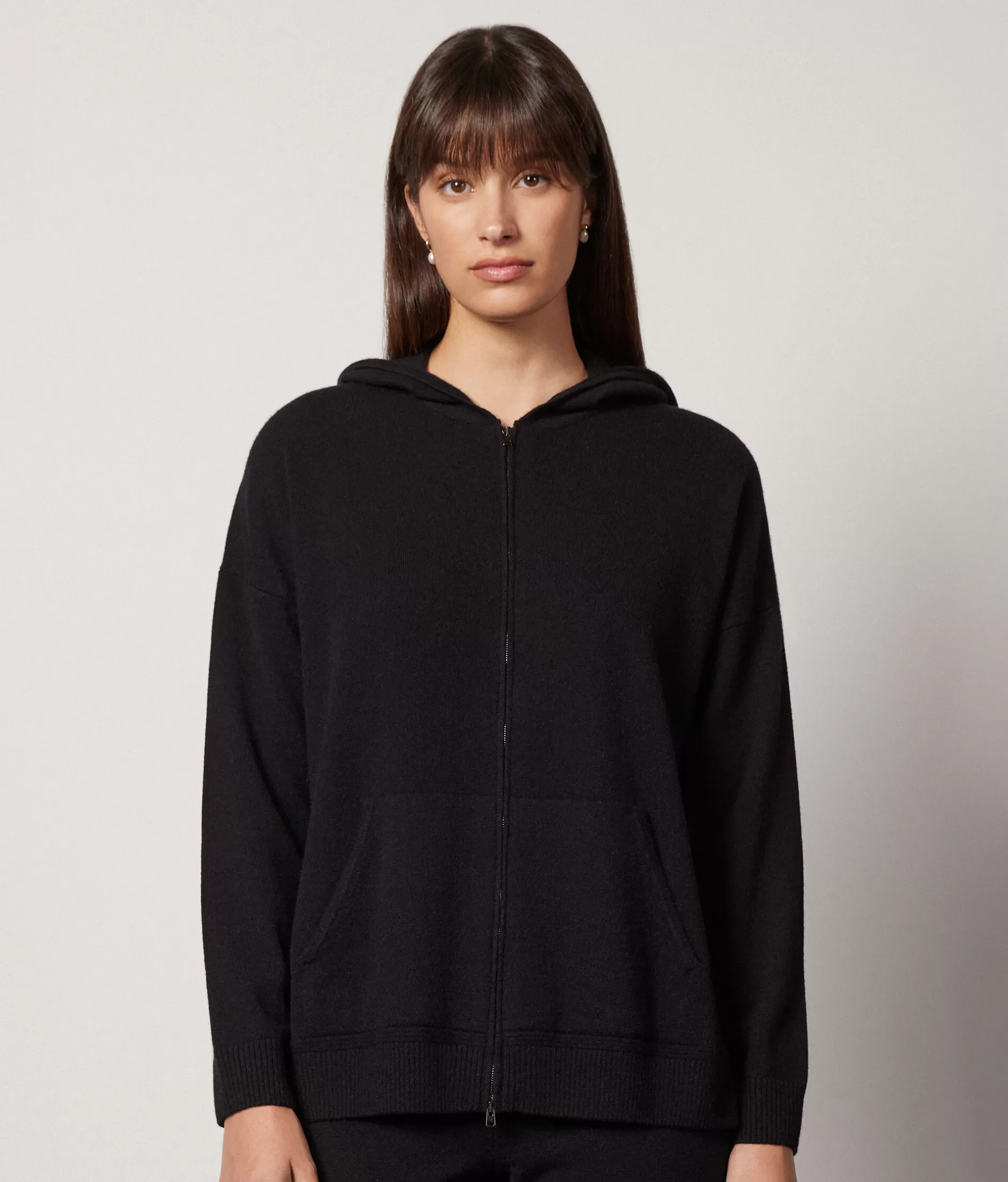 Falconeri Felpa con Cappuccio Cashmere Ultra Morbido - Nero Assoluto, Lusso Avvolgente e Comfort Premium