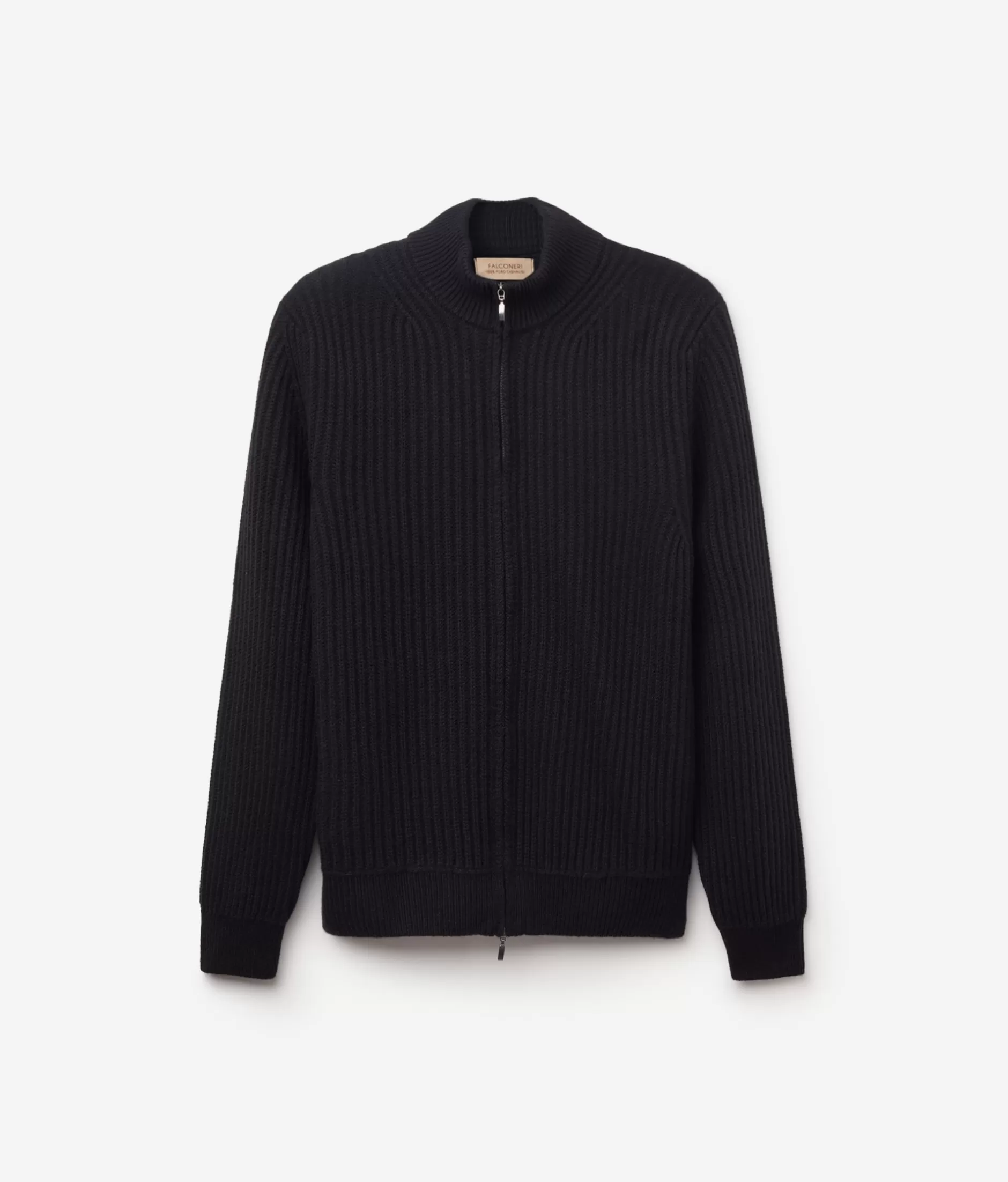Cardigan in Puro Cashmere Falconeri - Morbidezza Senza Paragoni  
Saldi Esclusivi su Modello Costola Alta, Colore Nero Assoluto  
Ideale per Stagioni Fredde con Design Elegante e Confortevole