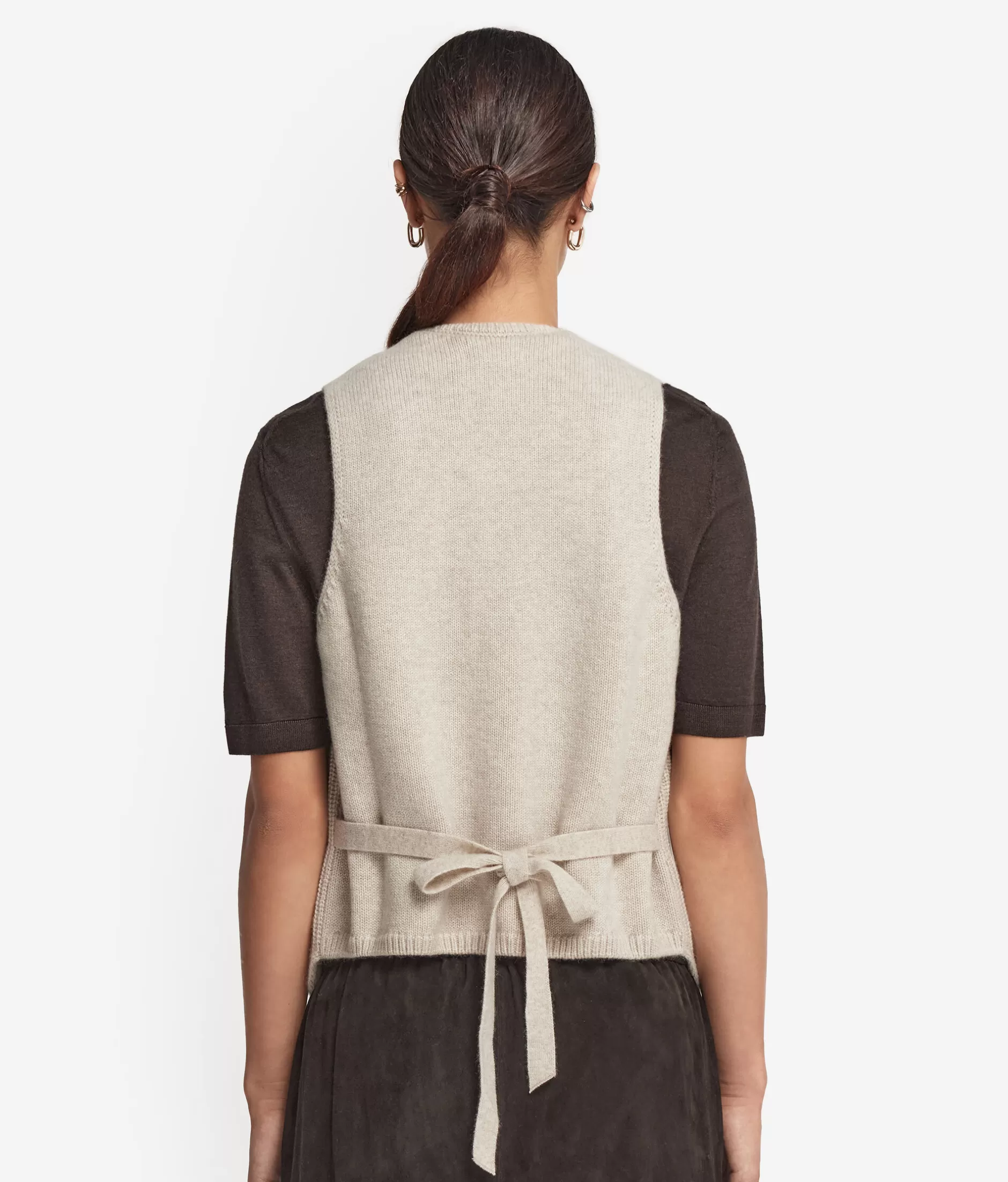 Falconeri Gilet in Puro Cashmere - Morbido Senza Maniche con Bottoni, Tinta Pietra Naturale