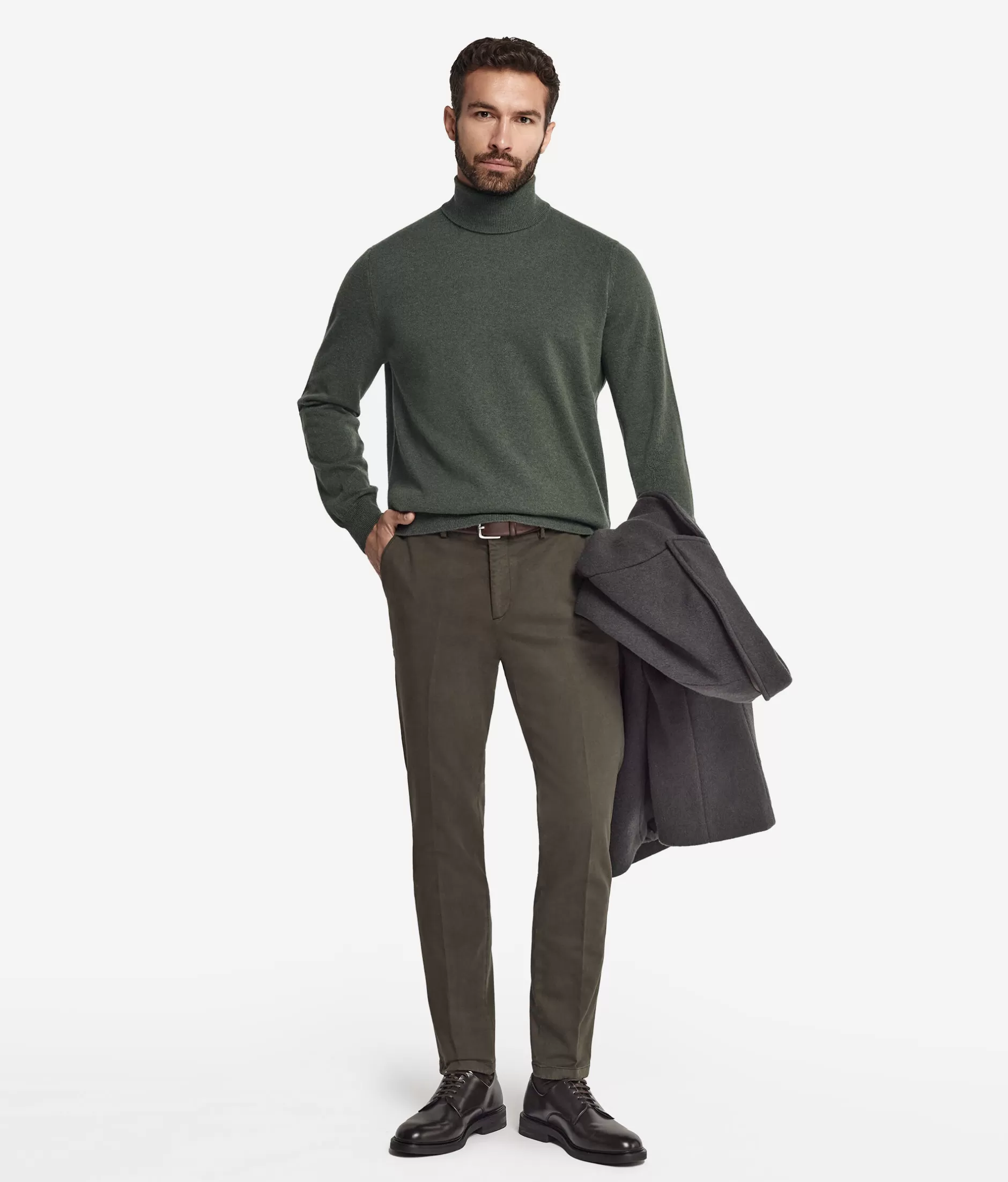 Falconeri Maglione in Cashmere Ultra Morbido con Collo Alto - Verde Foresta Elegante, Confezione Pregiata per Inverno