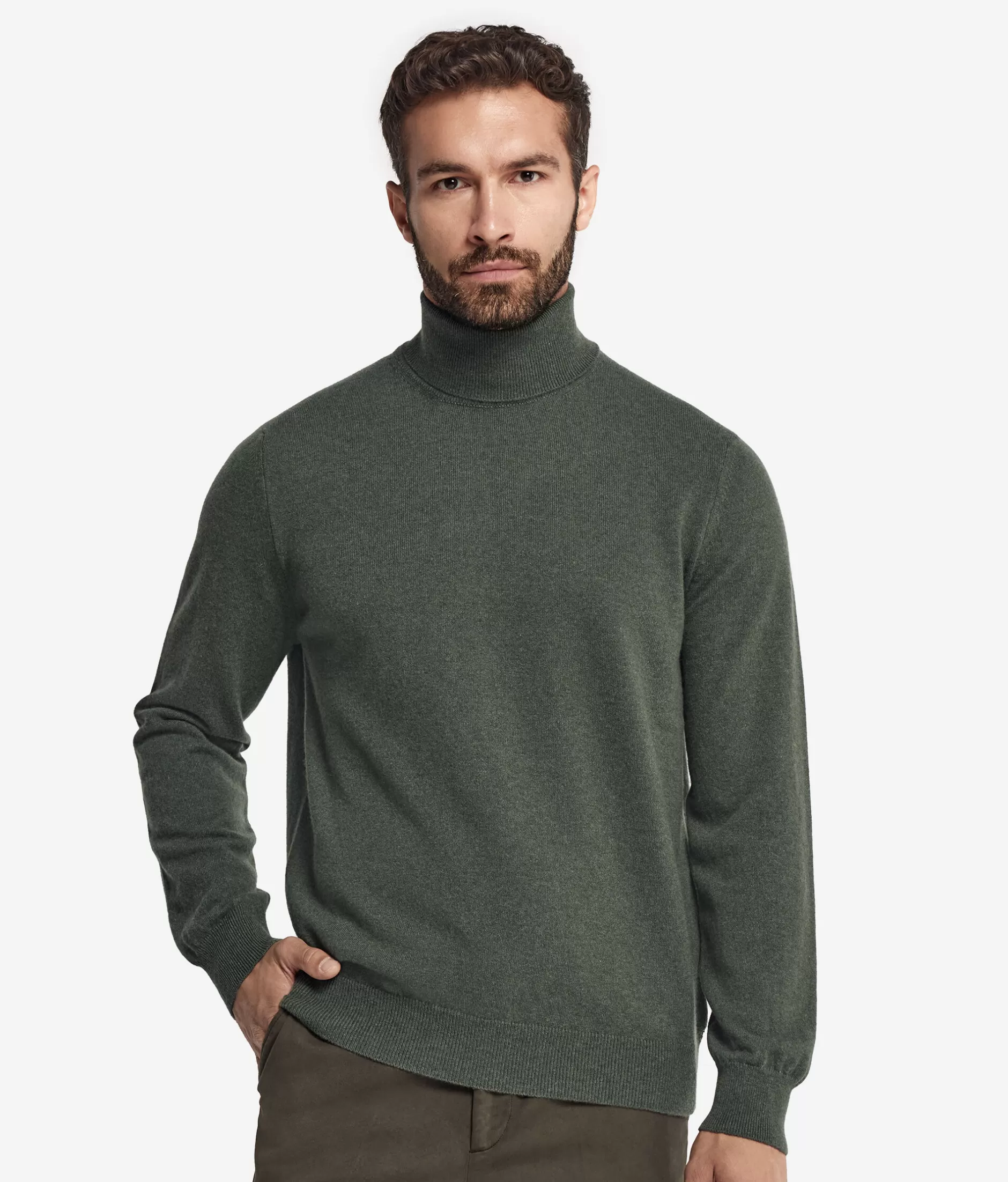 Falconeri Maglione in Cashmere Ultra Morbido con Collo Alto - Verde Foresta Elegante, Confezione Pregiata per Inverno