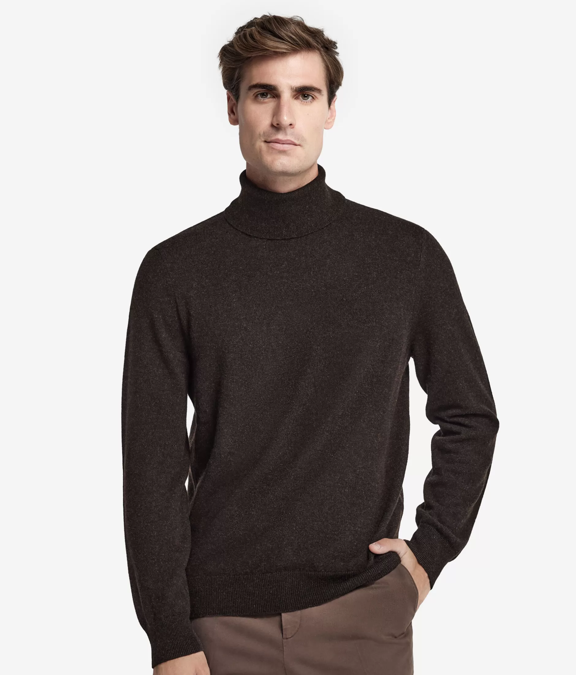 Falconeri Maglione Dolcevita in Morbido Cashmere - Lusso senza Tempo con Tonalità Cioccolato Fondente 

(，