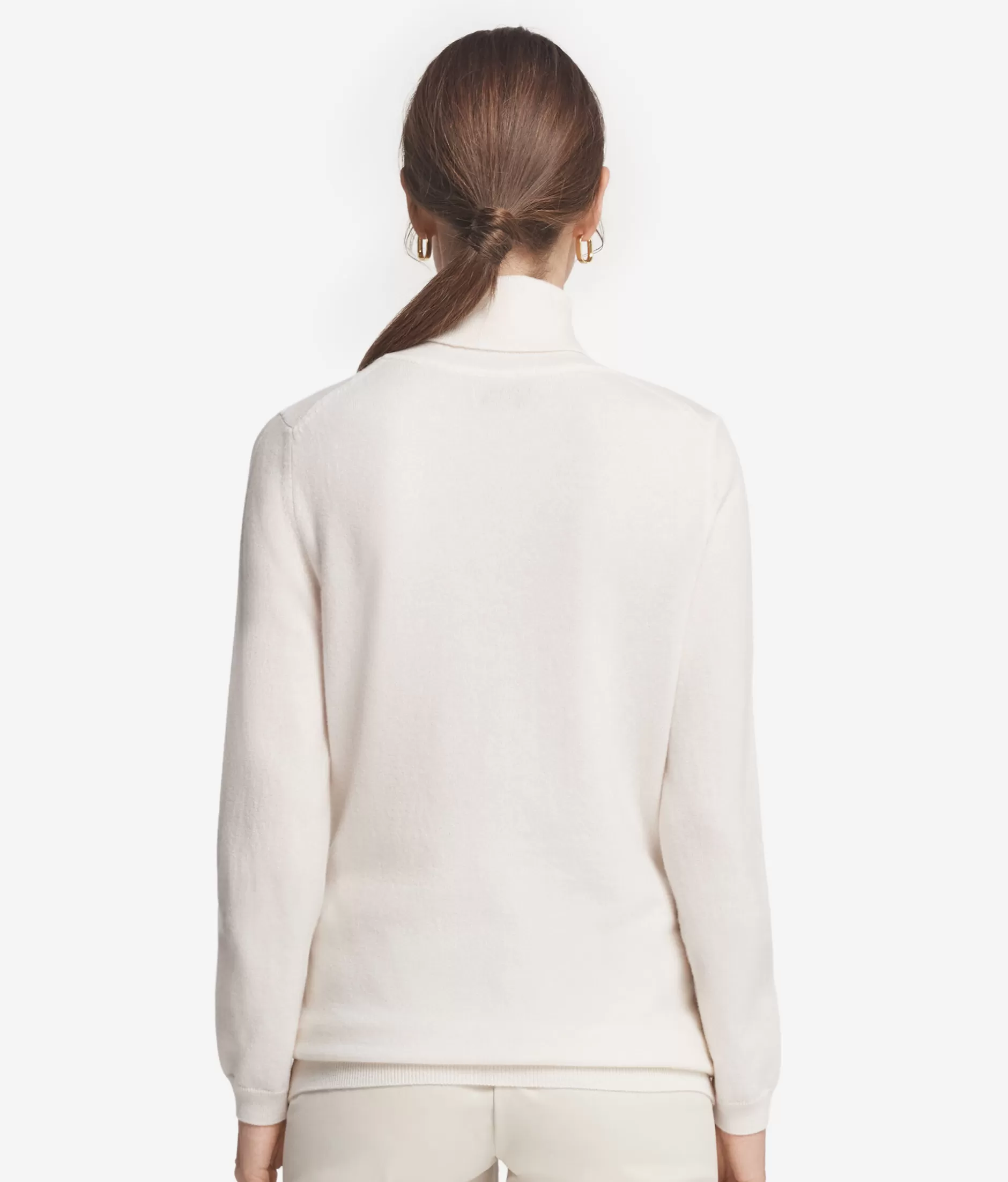 Falconeri Maglione in Cashmere Super Morbido con Dolcevita - Bianco Puro Codice 8005 con Fiocco Elegante