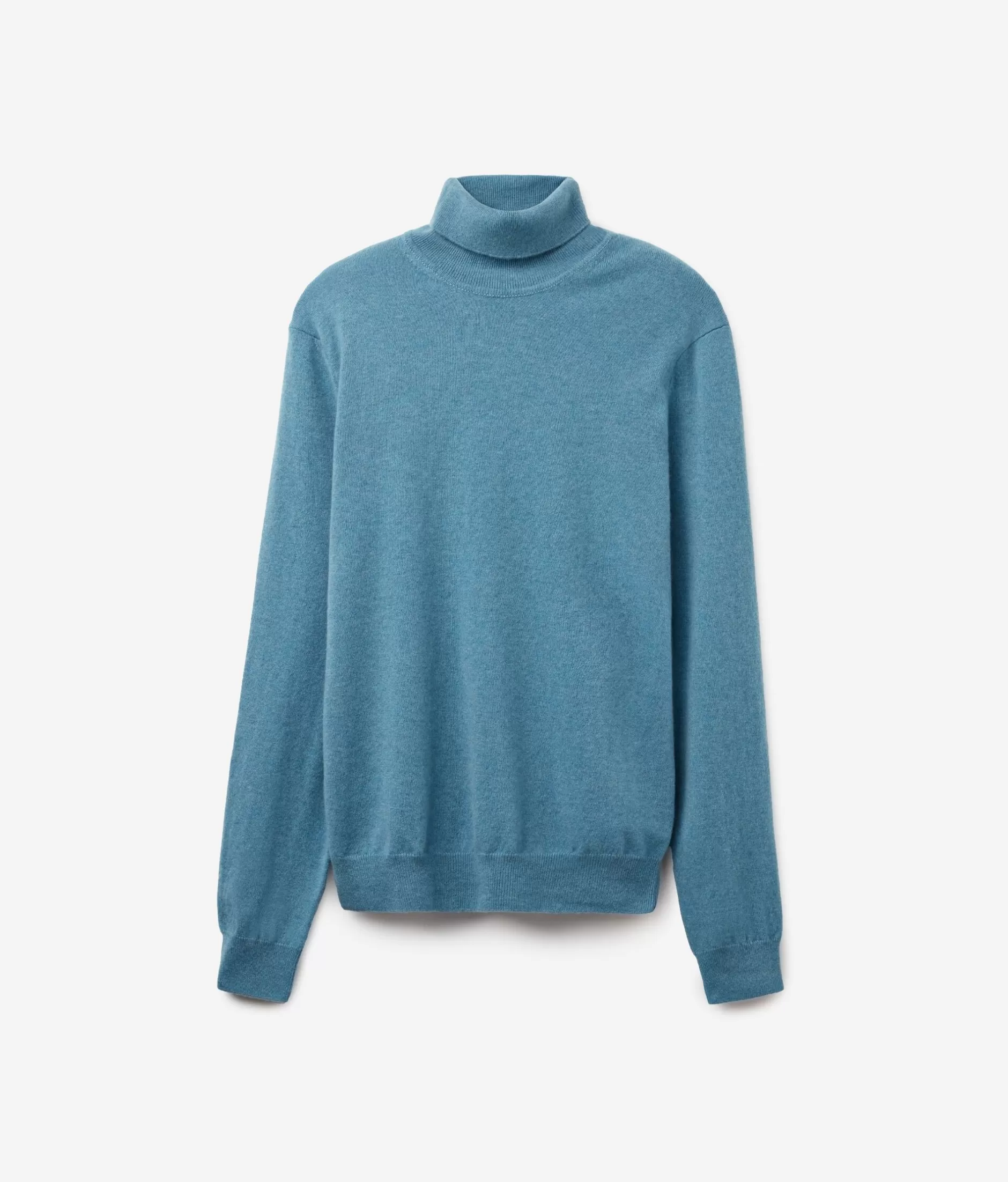 Maglione a Dolcevita in Cashmere Ultra Morbido Falconeri - Blu Chiaro 9066 con Rifiniture in Blu Oxford