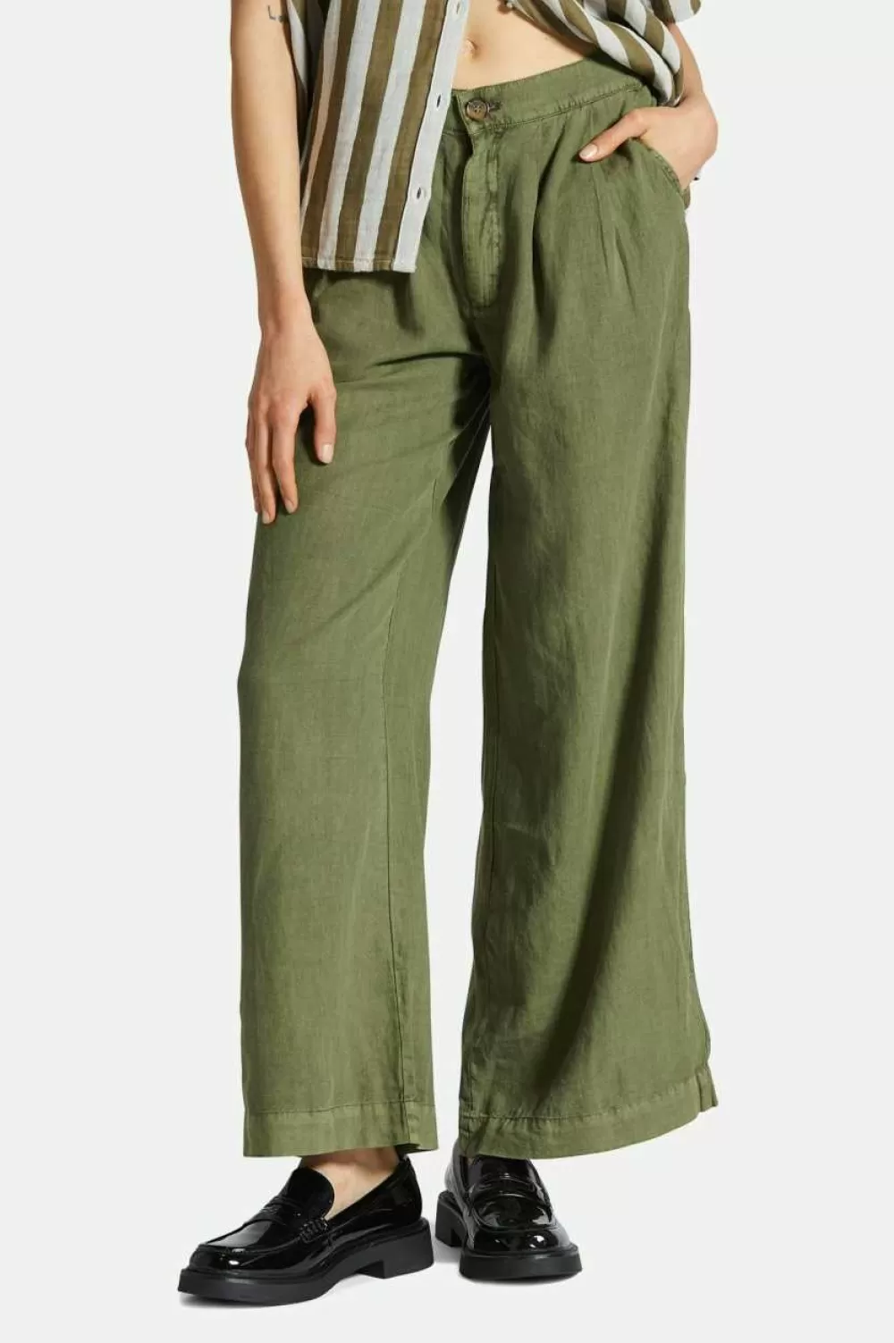 Brixton Pantalone Vintage in Mistolino Confortevole - Modello GambaLarga per Donna con Tocco Retrò, Ideale per Stagione Primavera/Estate 

（：