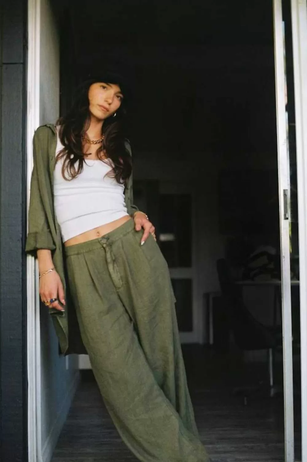 Brixton Pantalone Vintage in Mistolino Confortevole - Modello GambaLarga per Donna con Tocco Retrò, Ideale per Stagione Primavera/Estate 

（：