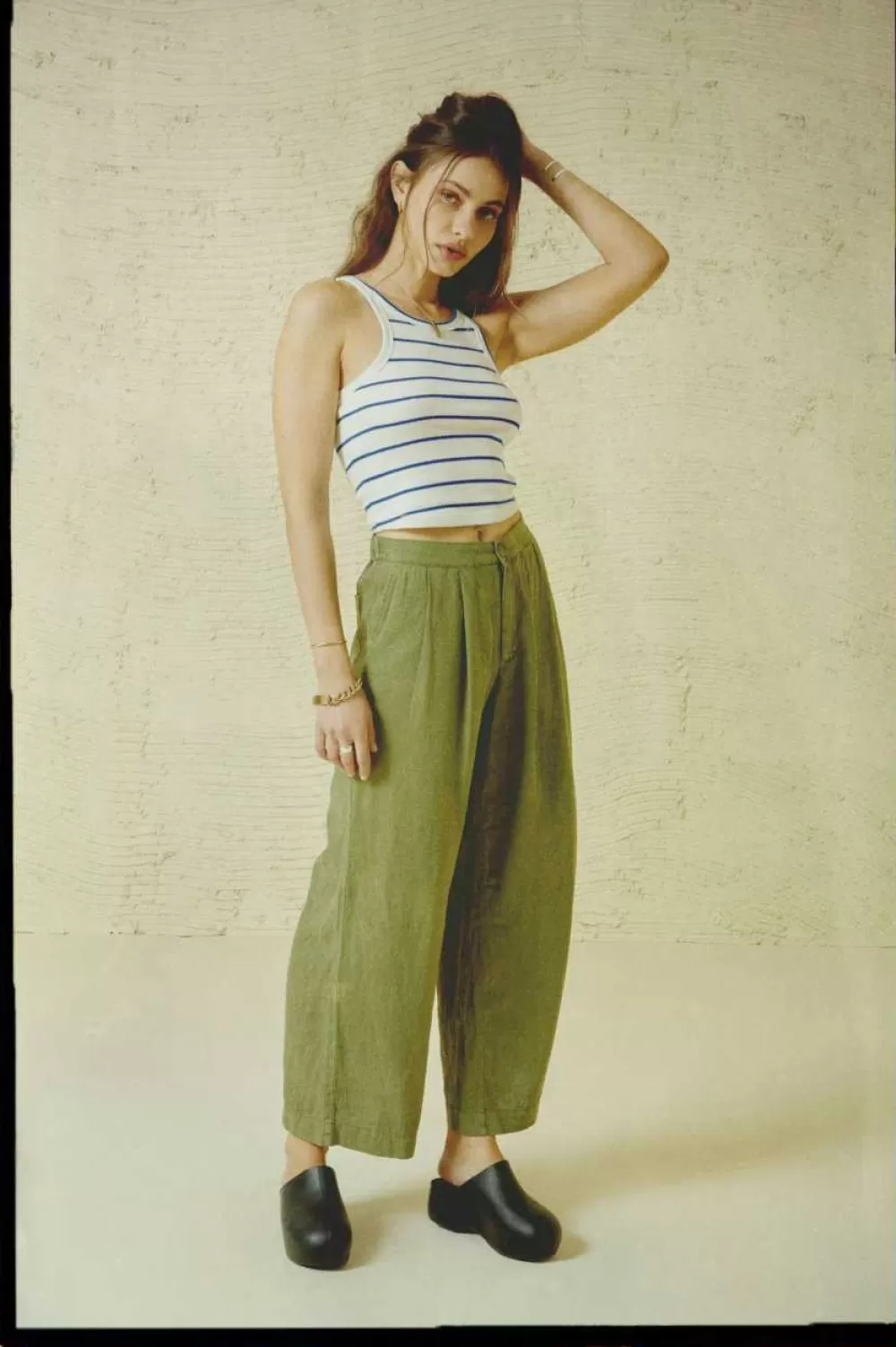 Brixton Pantalone Vintage in Mistolino Confortevole - Modello GambaLarga per Donna con Tocco Retrò, Ideale per Stagione Primavera/Estate 

（：
