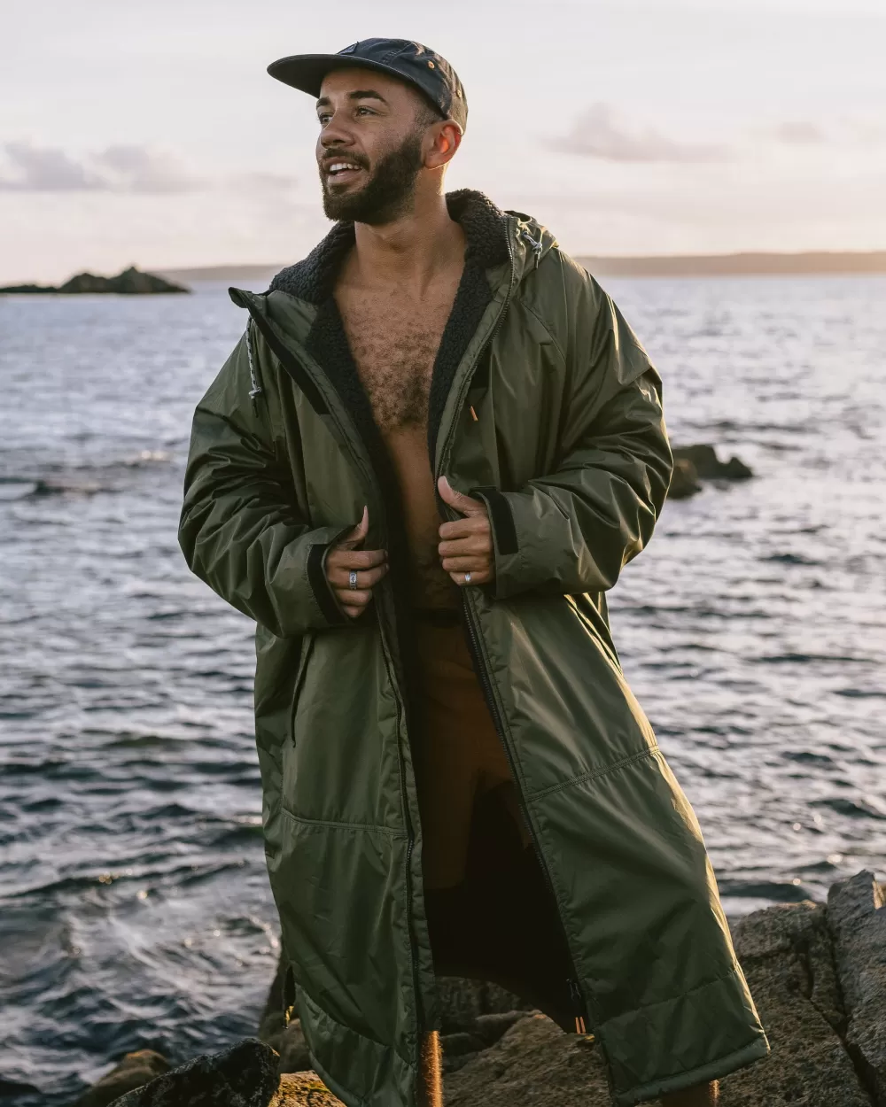 Floris van Bommel Waves - Accappatoio Termico Donna con Pile Riciclato, Rivestimento Sherpa Morbido per Spiaggia e Sport